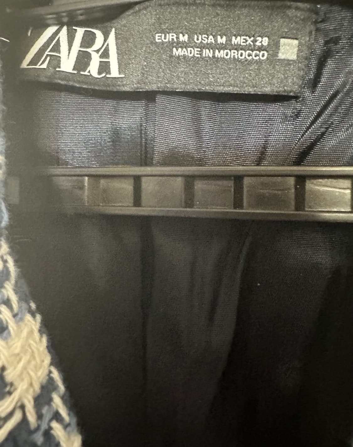 자라 네이비 화이트 체크 트위드 자켓 상품이미지9