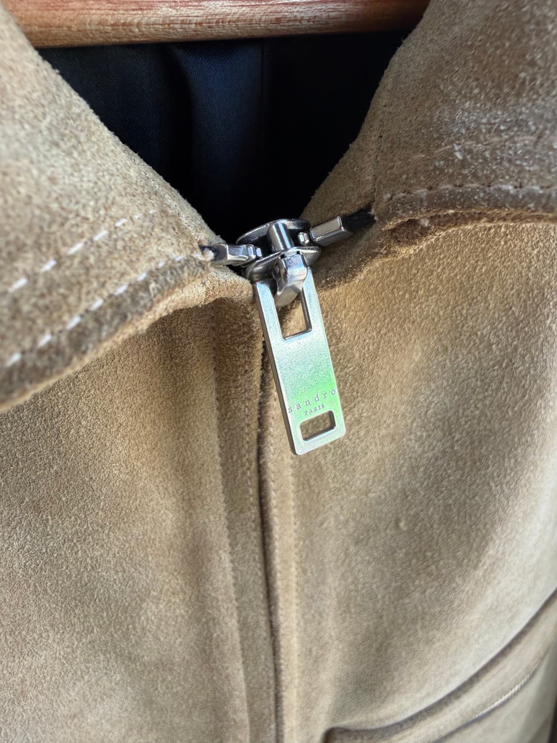 XS/ 산드로 옴므 스웨이드 카멜 집업 자켓 상품이미지5