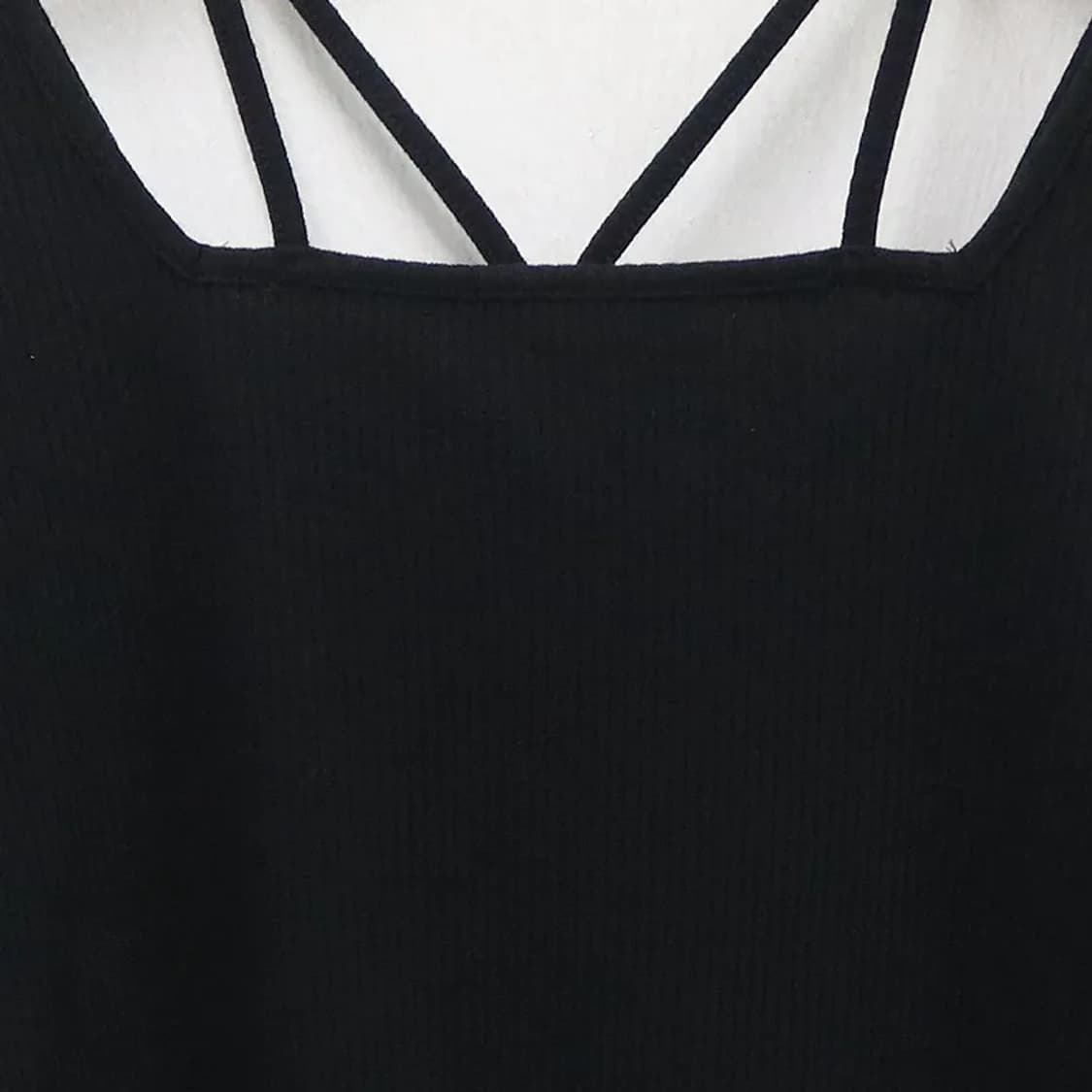 넥 스트랩 포인트 골지 티셔츠 62389 상품이미지5