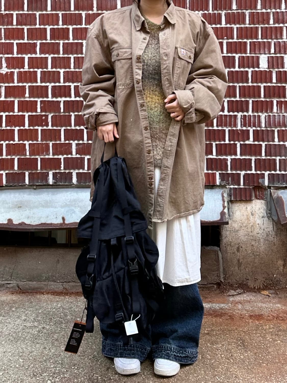 칼하트 셔츠 자켓 그라데이션 니트 레이어드 스커트 코디세트 상품이미지2