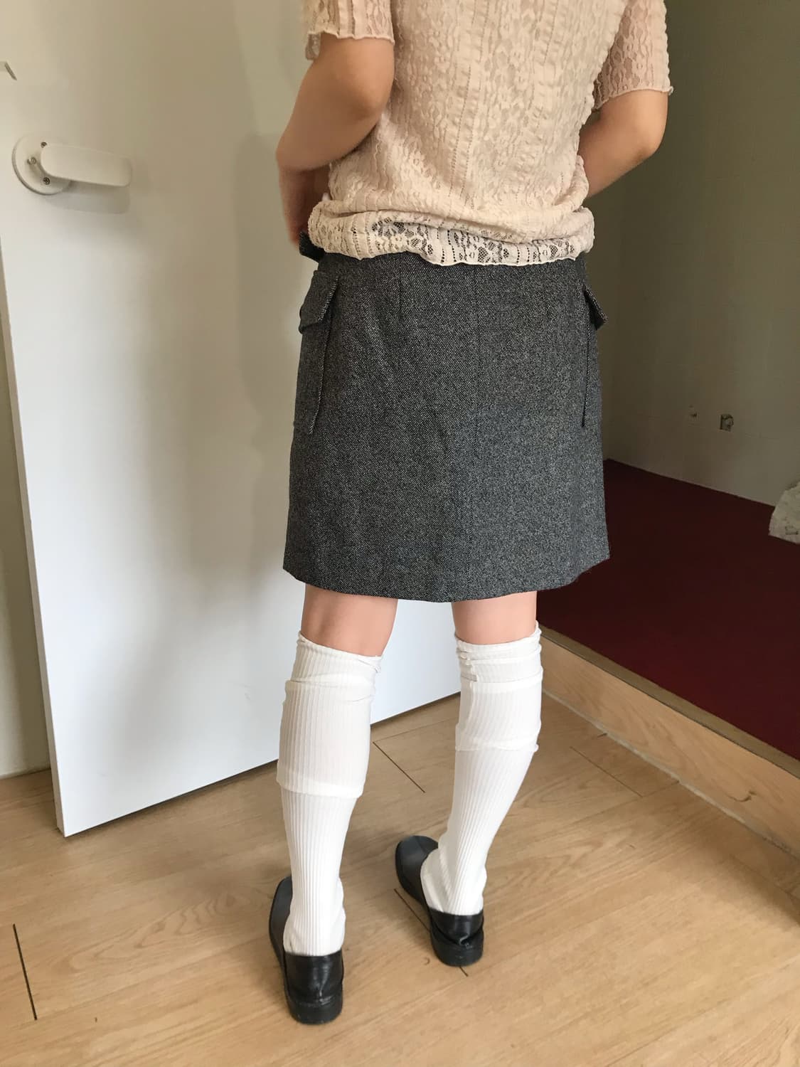 회색 밸트 랩스커트 상품이미지3