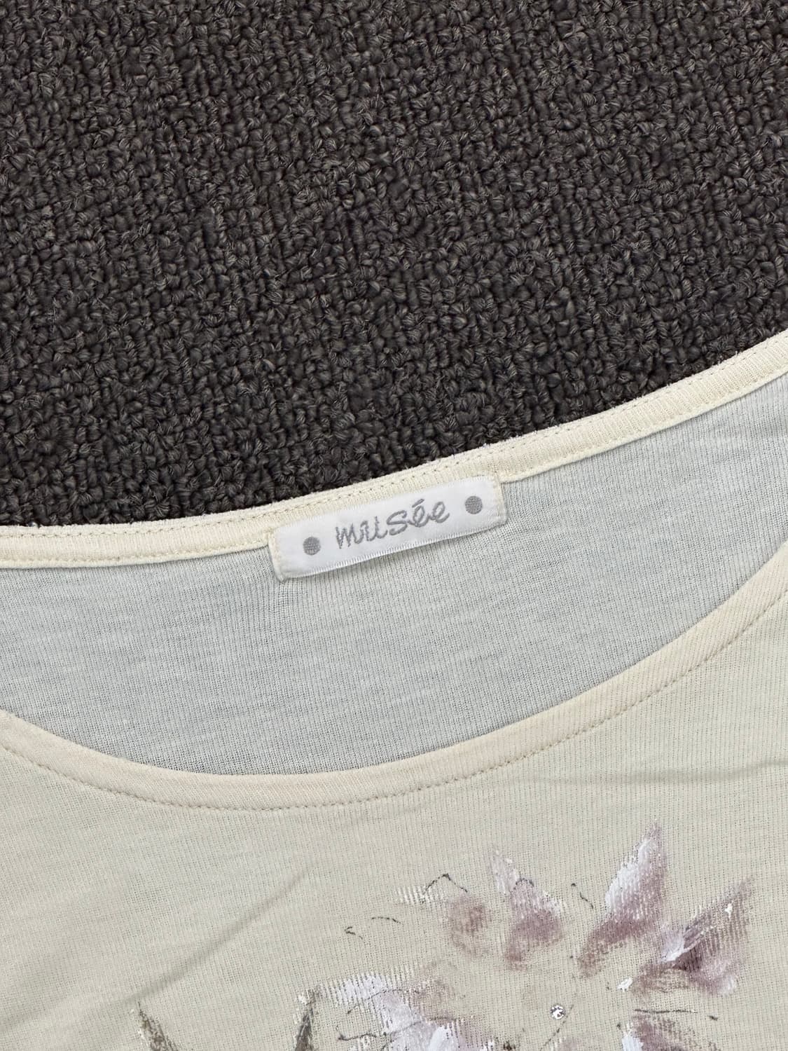 OS)Japanese vintage 여성 플라워 프린팅 비즈 디테일 반팔 상품이미지5