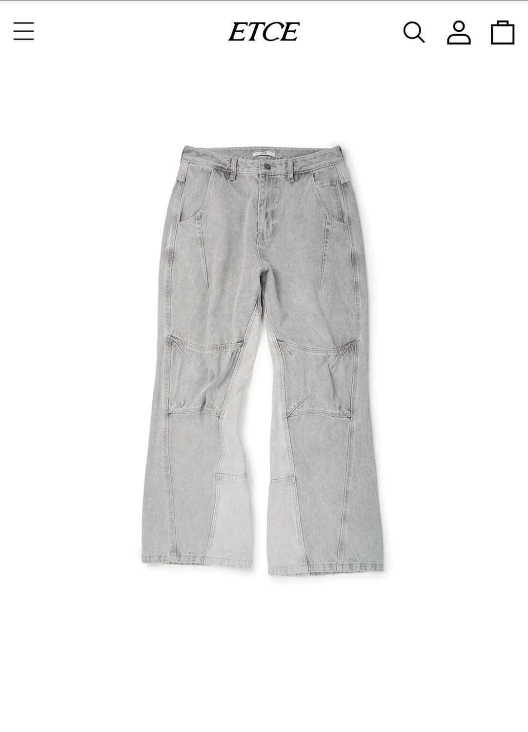 etce 이티씨이 커브드 패널 데님 팬츠 2.0 그레이 상품이미지1