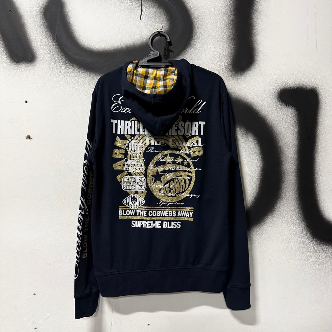 VTG 빈티지 y2k 멀티 프린팅 체크 안감 집업 후디 상품이미지1