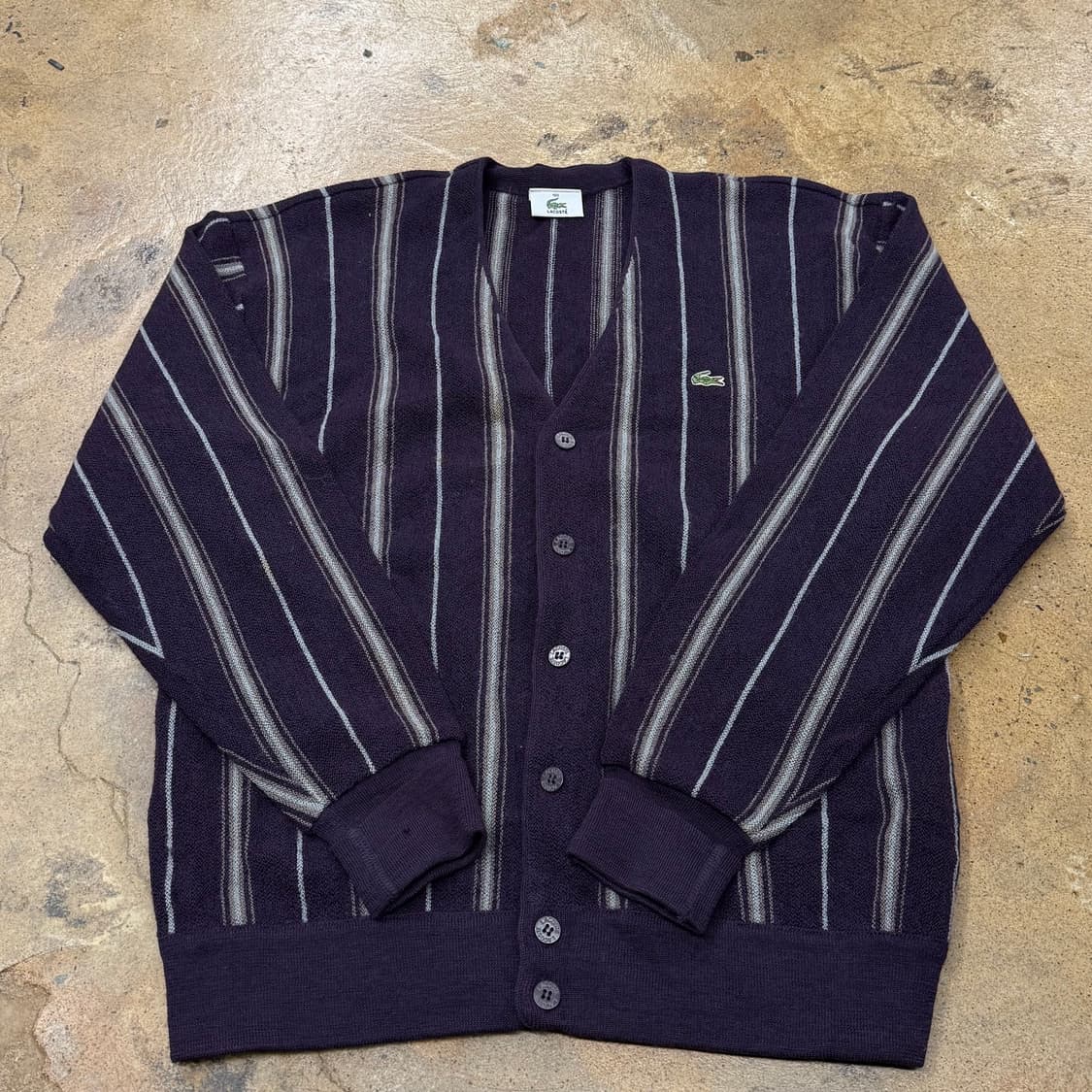 [정품/100] 라코스테 스트라이프 가디건 퍼플 b15 상품이미지2