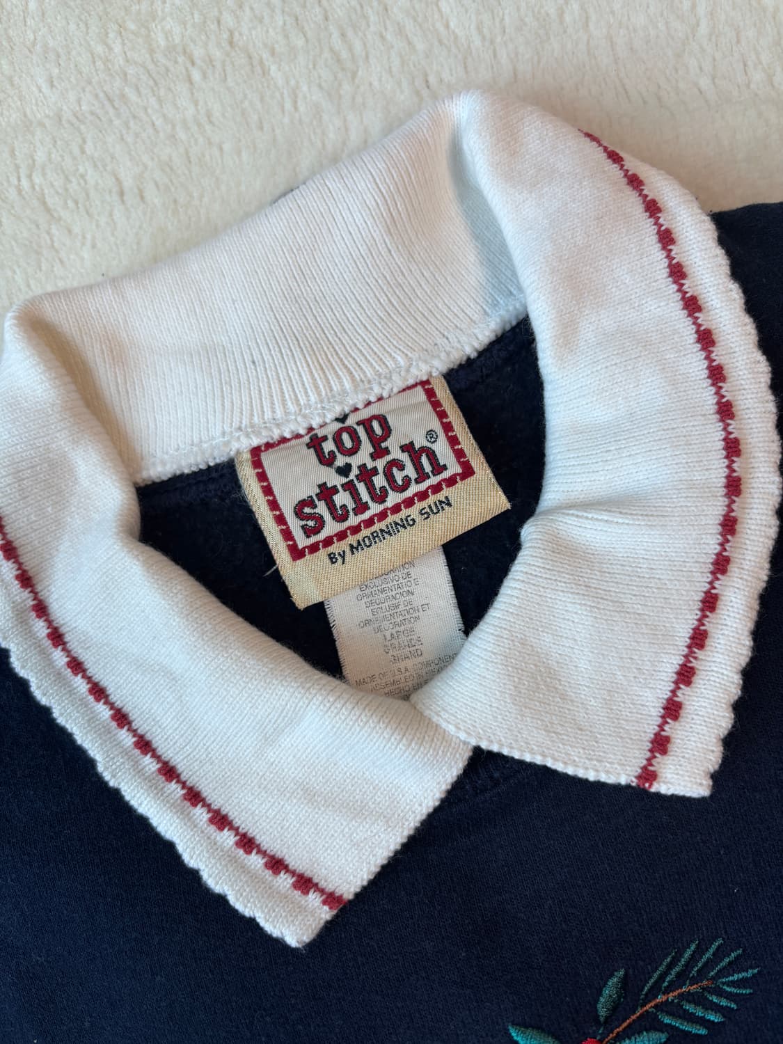 Top Stitch 카라 자수 맨투맨 네이비 (미국빈티지) 상품이미지4