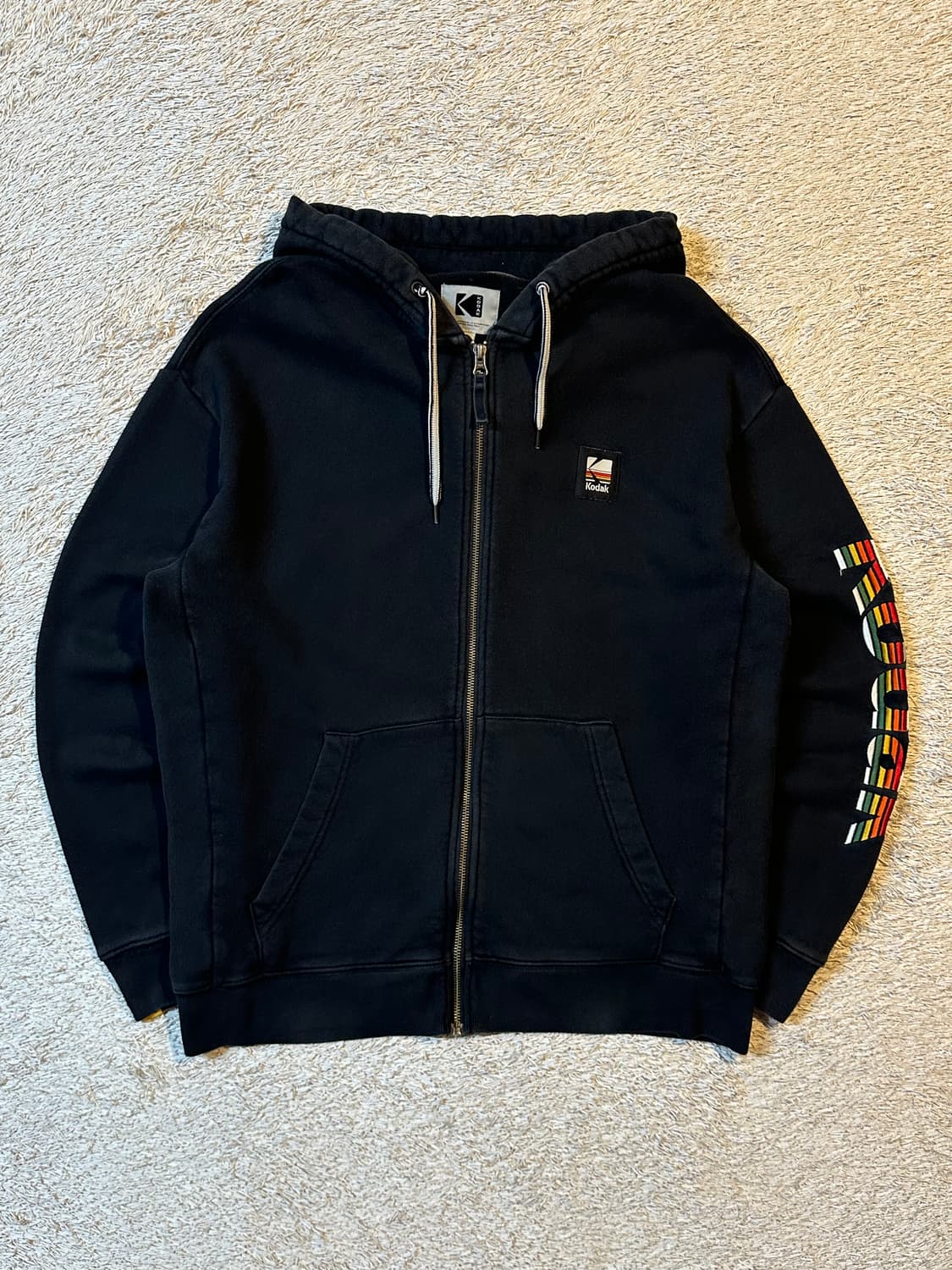 코닥 KODAK 레인보우 후드집업 블랙 상품이미지1