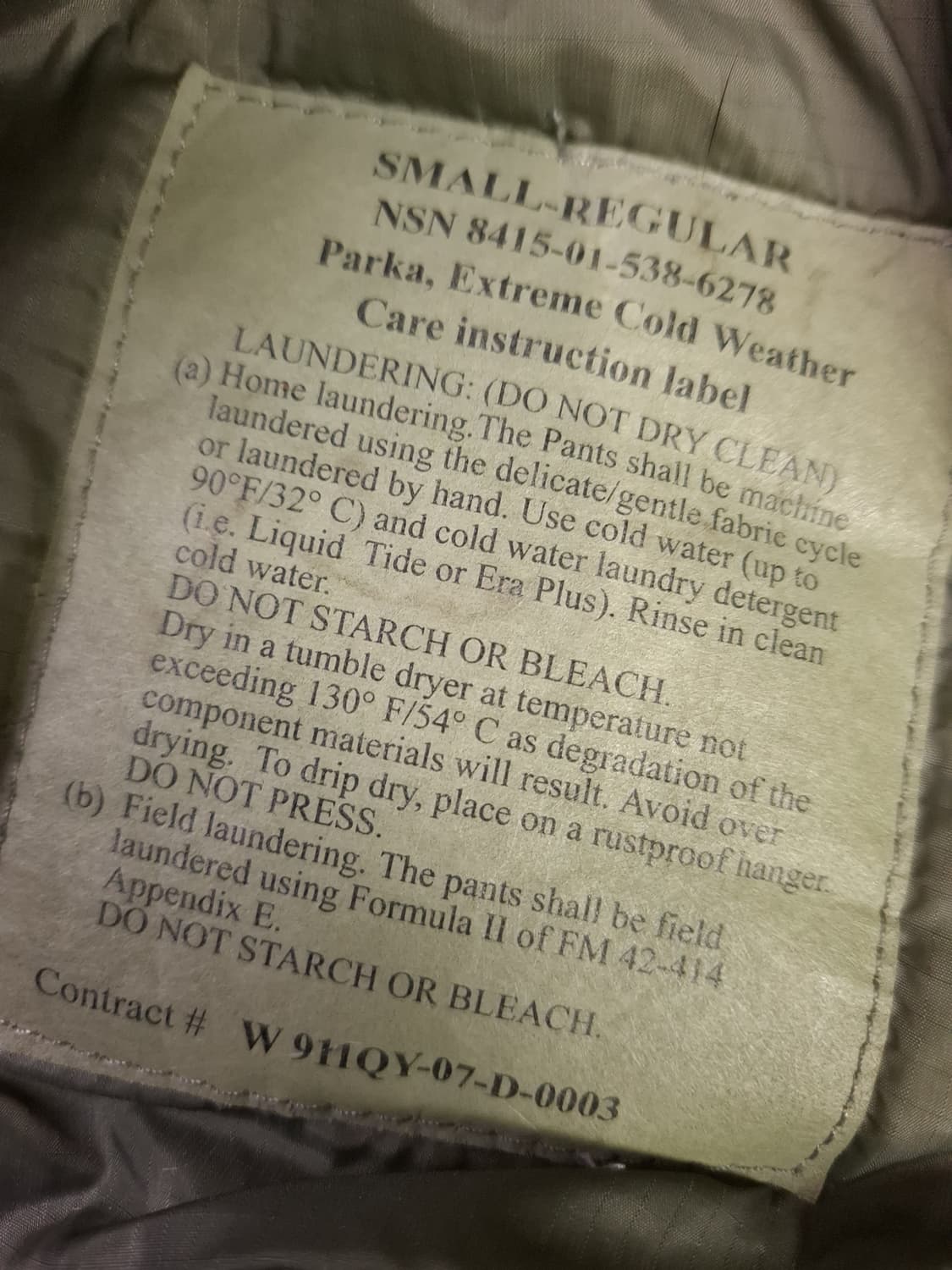 오리지날 미육군 레벨7 프리마로프트 파카 상품이미지3