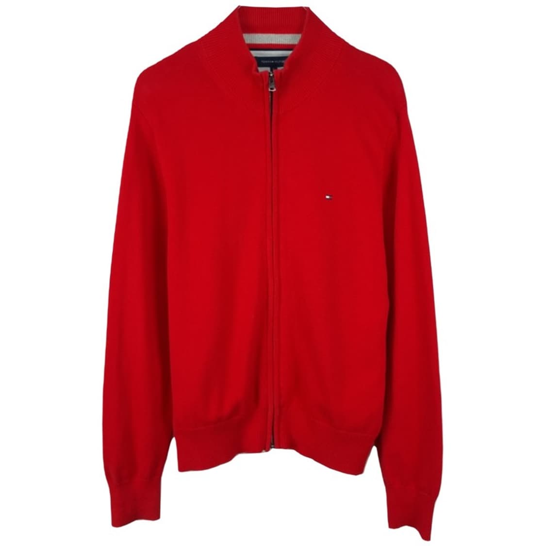 [타미힐피거] 스몰 로고 자수 니트 집업 가디건 레드 M19291 상품이미지2
