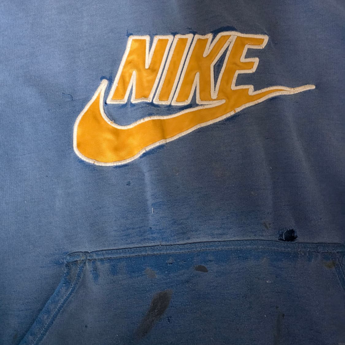 [XL] 빈티지 Y2K 나이키 센터 스우시 블루 데미지 후드티 트래쉬드 상품이미지3