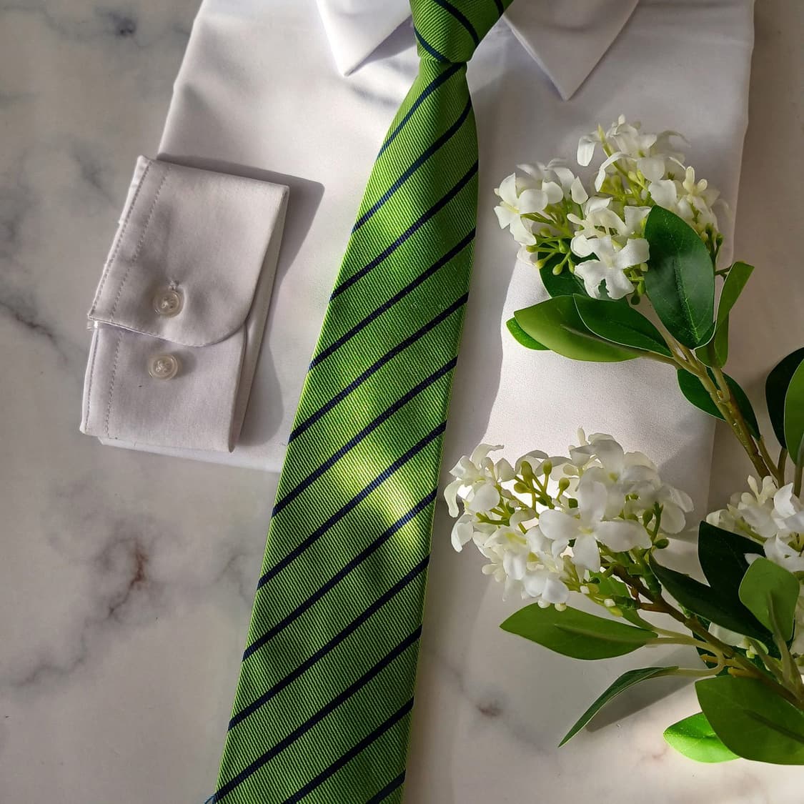 헤지스 실크 그린 스트라이프 넥타이 8.5cm A등급 A19461
 상품이미지5