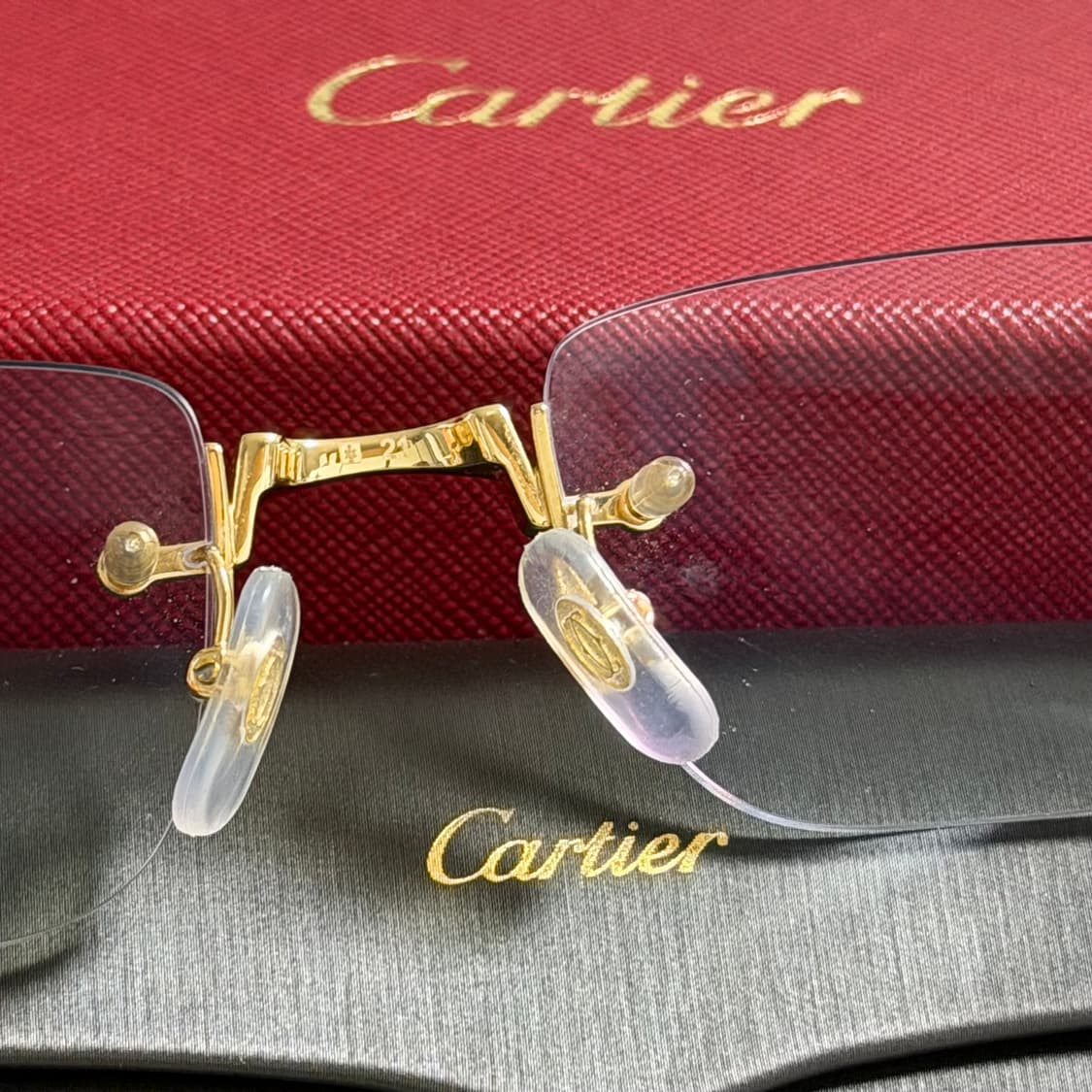 (OS) Cartier 까르띠에 산토스 무테 금장 안경 상품이미지7