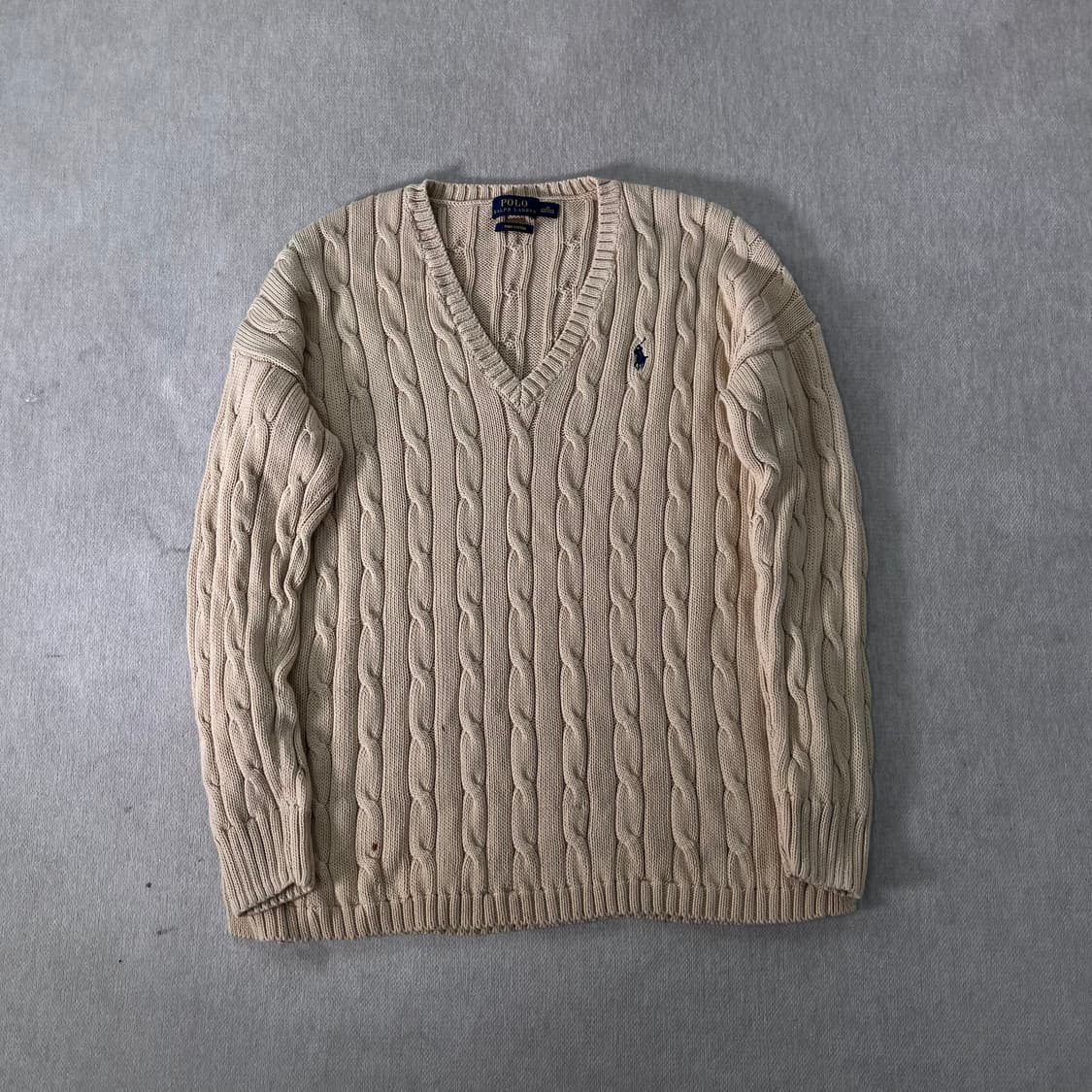 W 95 폴로랄프로렌 꽈배기 브이넥 니트 상품이미지1