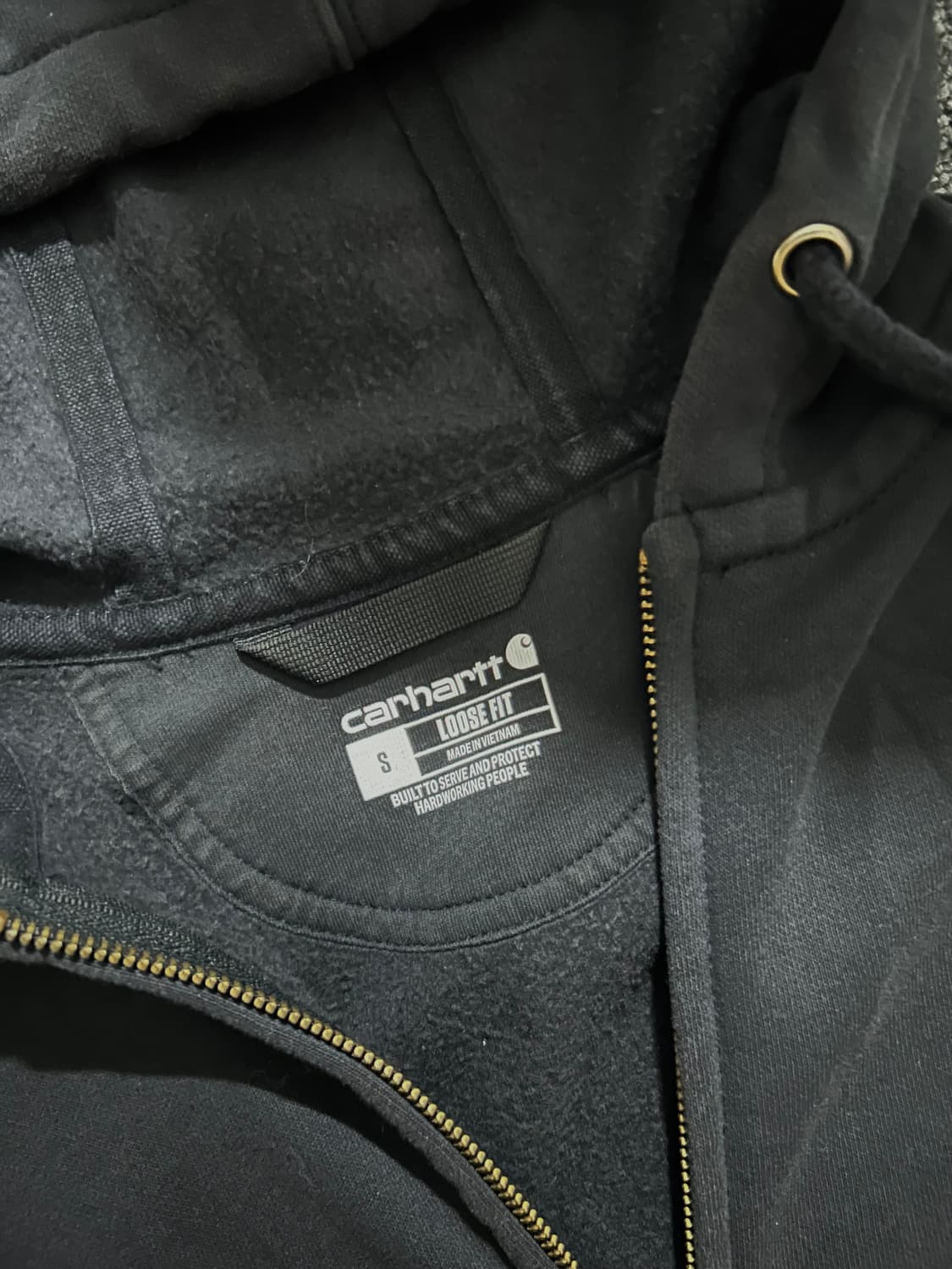 칼하트 루즈 핏 미드웨이트 레귤러 풀 집 스웨트셔츠 블랙 상품이미지3