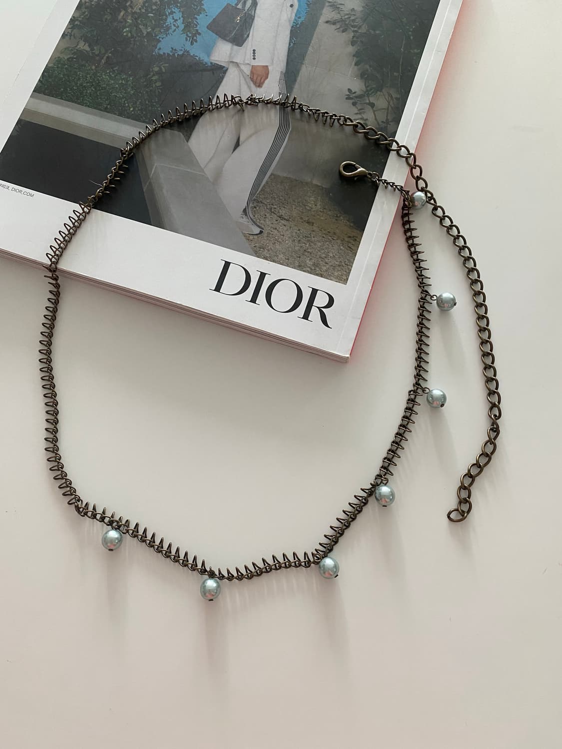 빈티지 진주 드롭 체인 벨트 겸 목걸이 상품이미지6