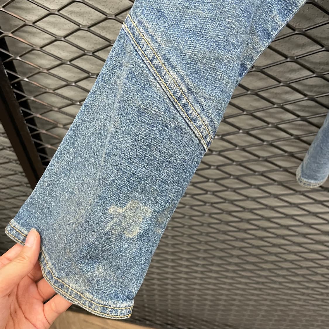 JPN VINTAGE 워싱 데님 자켓 나팔소매 더블버튼 디테일 중청 상품이미지6