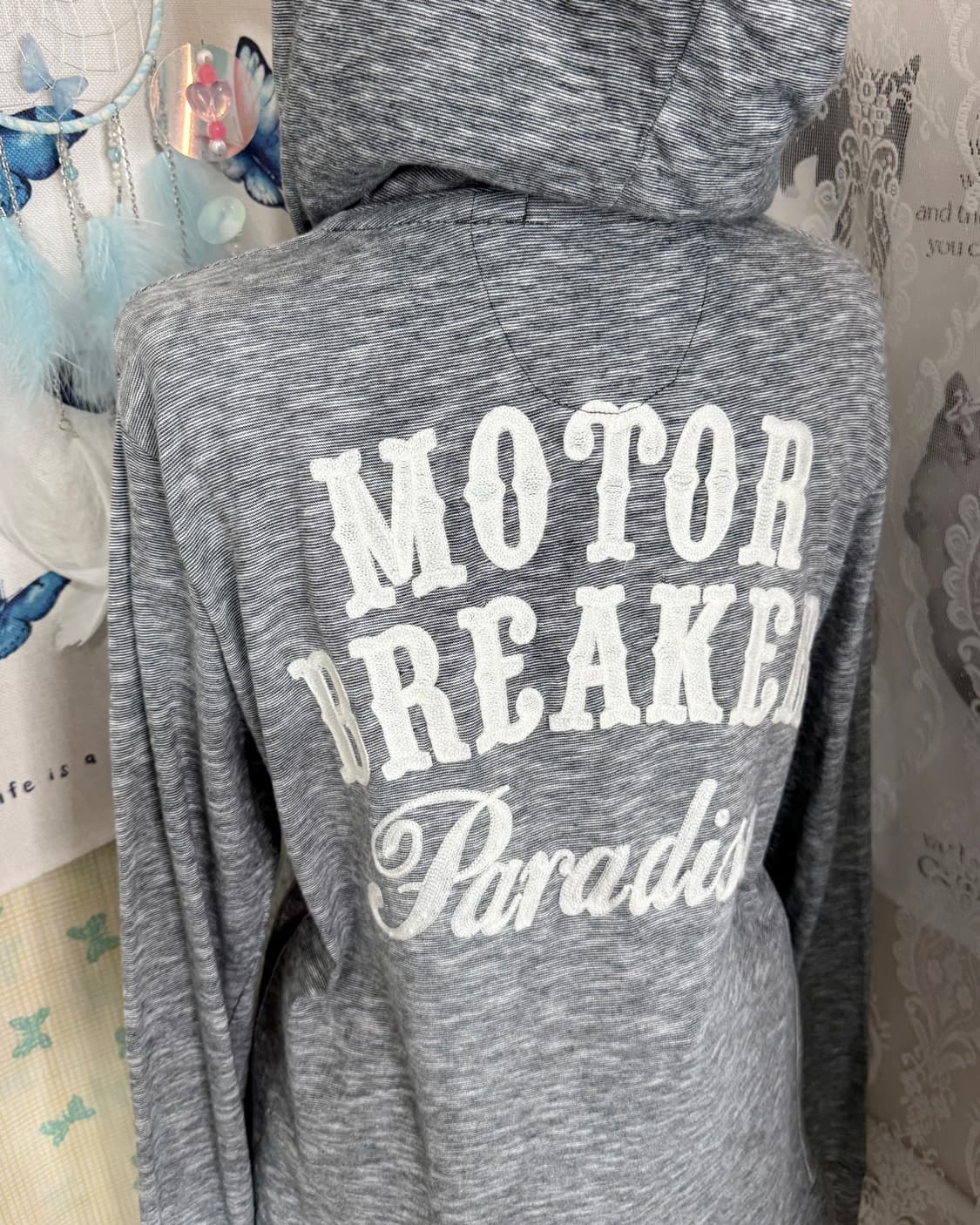 차콜 그레이 레터링 후드 티셔츠 상품이미지6