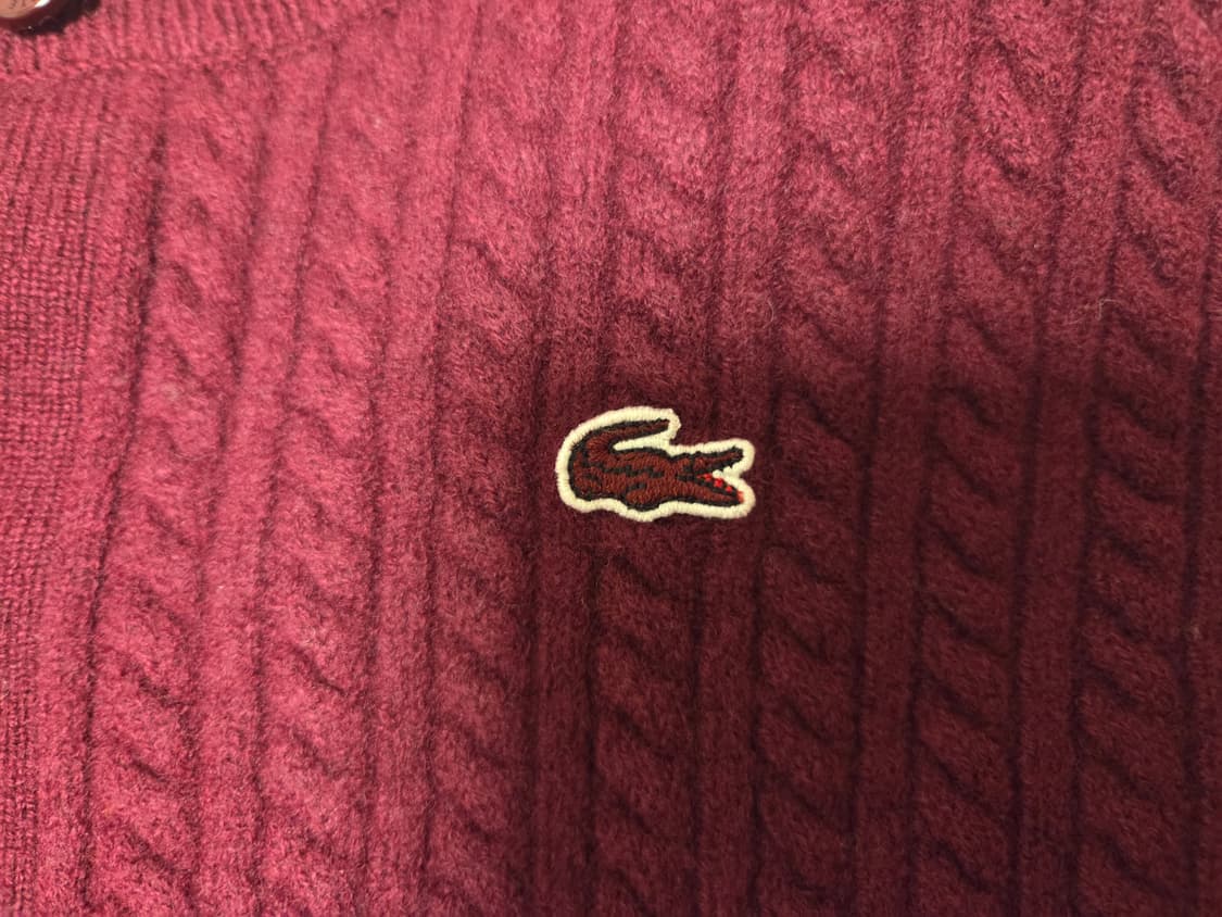 라코스테 케이블 니트 가디건 버건디 상품이미지4
