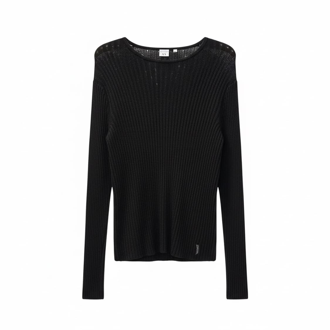 A/X 알마니익스체인지 시스루 케이블 골지니트 펀칭 디테일 슬림핏 블랙 상품이미지1