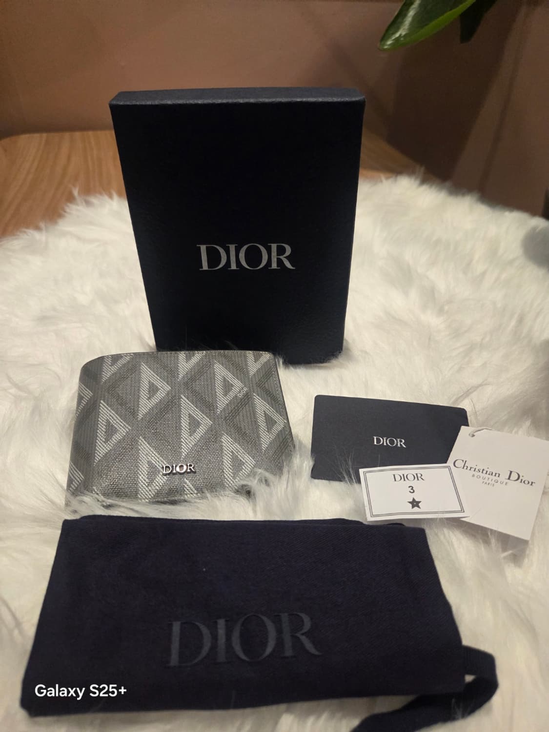 디올 CD 다이아몬드 캔버스 지갑 그레이 상품이미지3