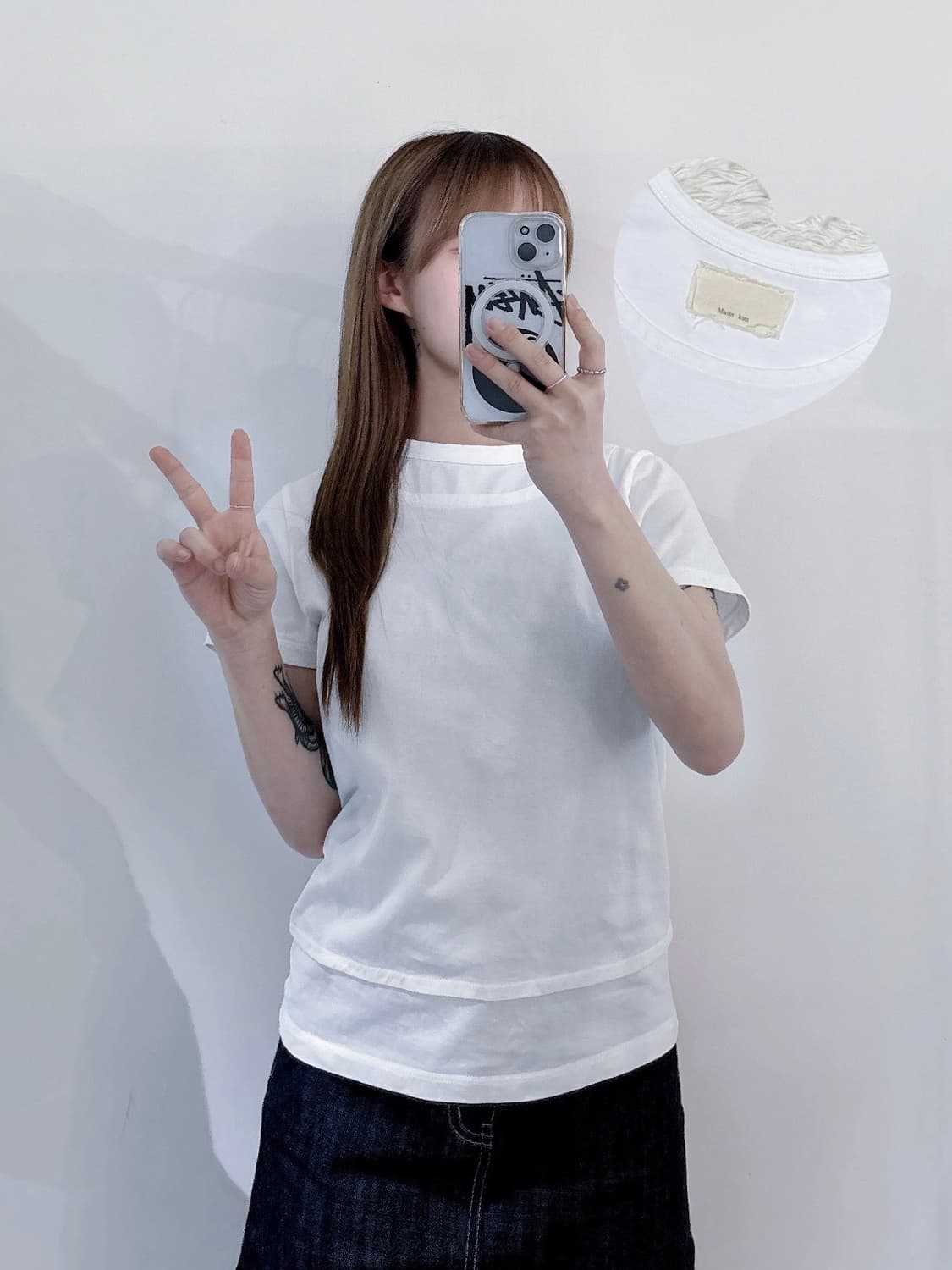 마땡킴 화이트 레이어드 반팔 상품이미지1