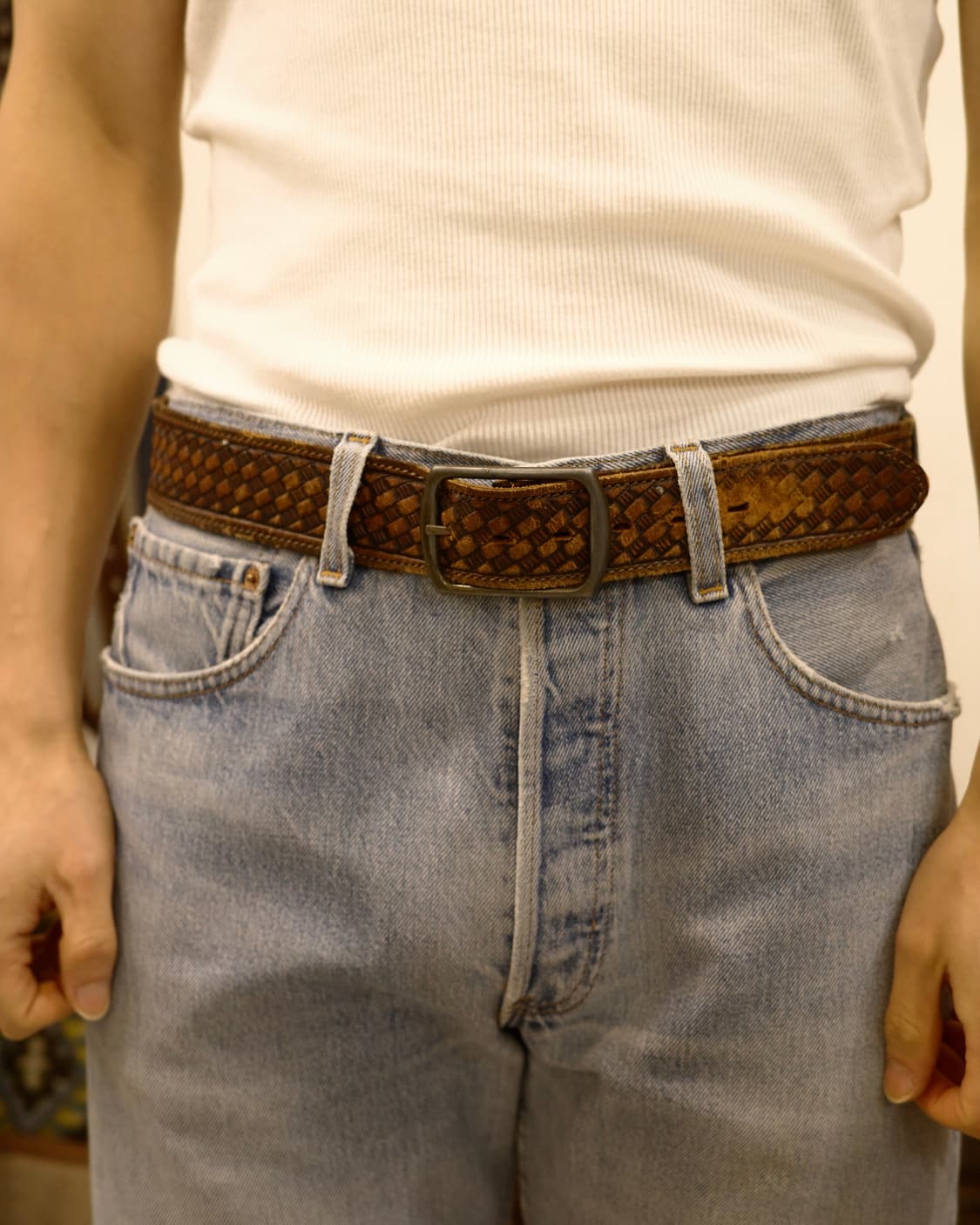 vintage carving leather belt 상품이미지5