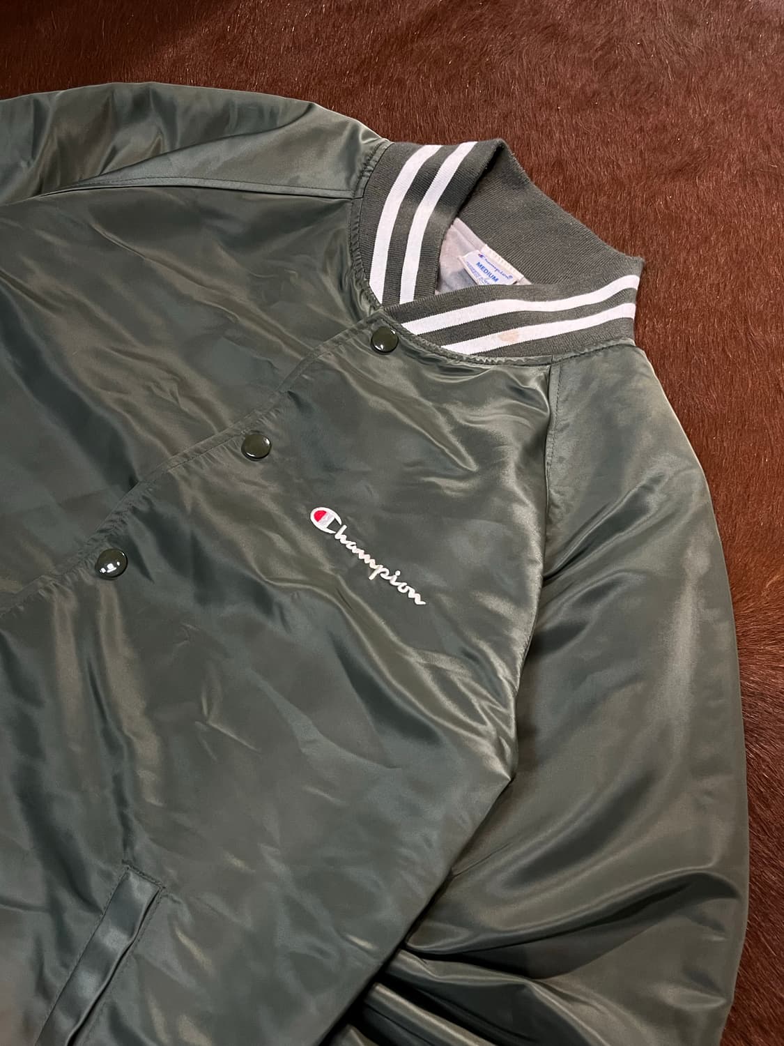 챔피온 올리브 새틴 바시티 자켓 상품이미지6