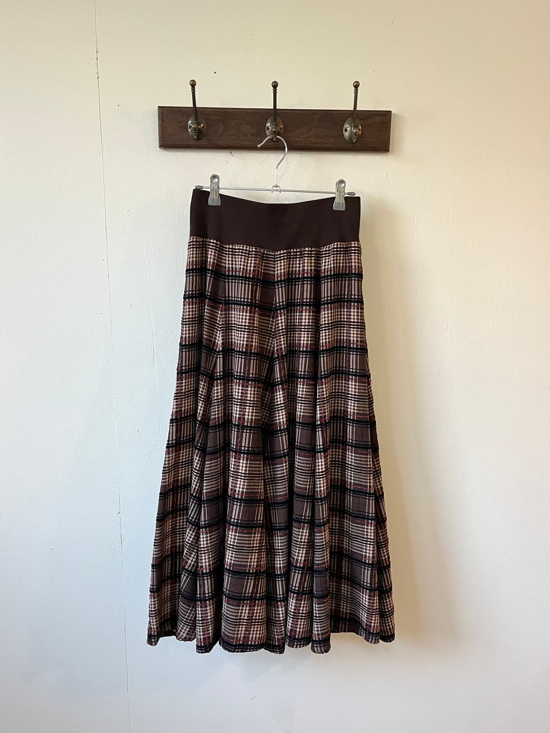 Design Aera 깅엄 체크 롱스커트 상품이미지2