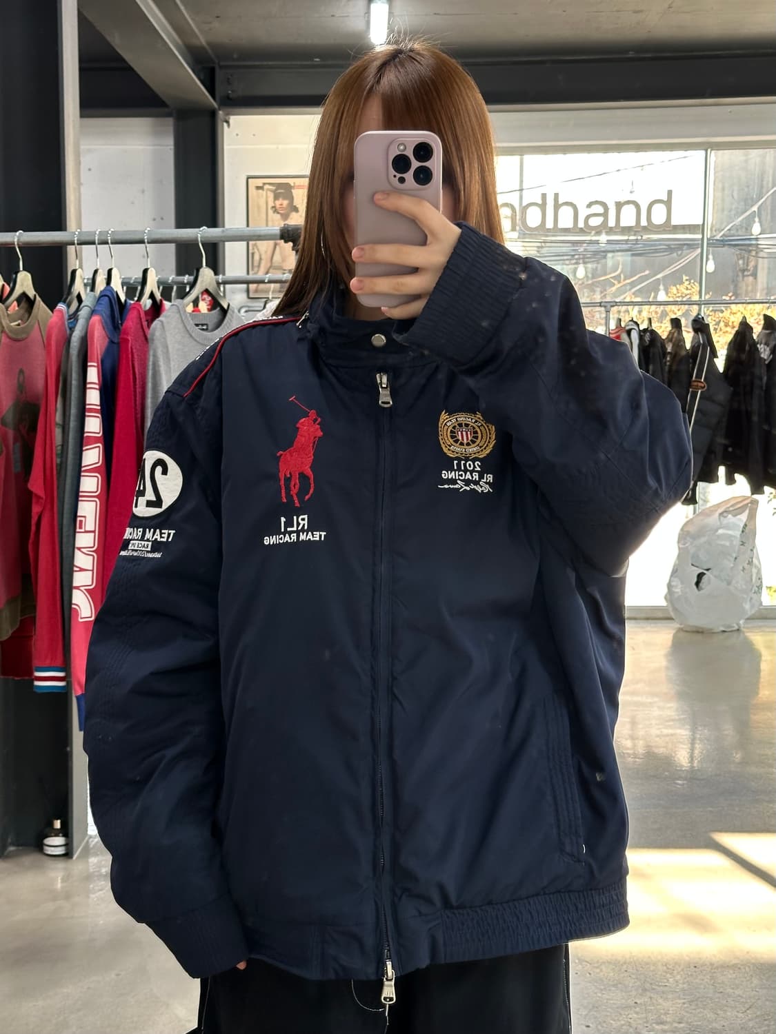 폴로랄프로렌 US 빅포니 넥버튼 레이싱 투웨이점퍼2XL 상품이미지5