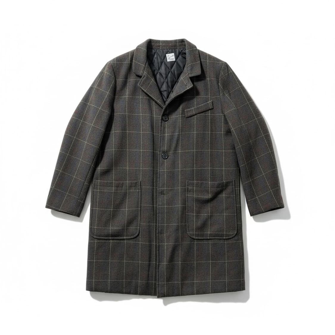 Band of brothers 체크 패턴 퀼팅 안감 코트 상품이미지1