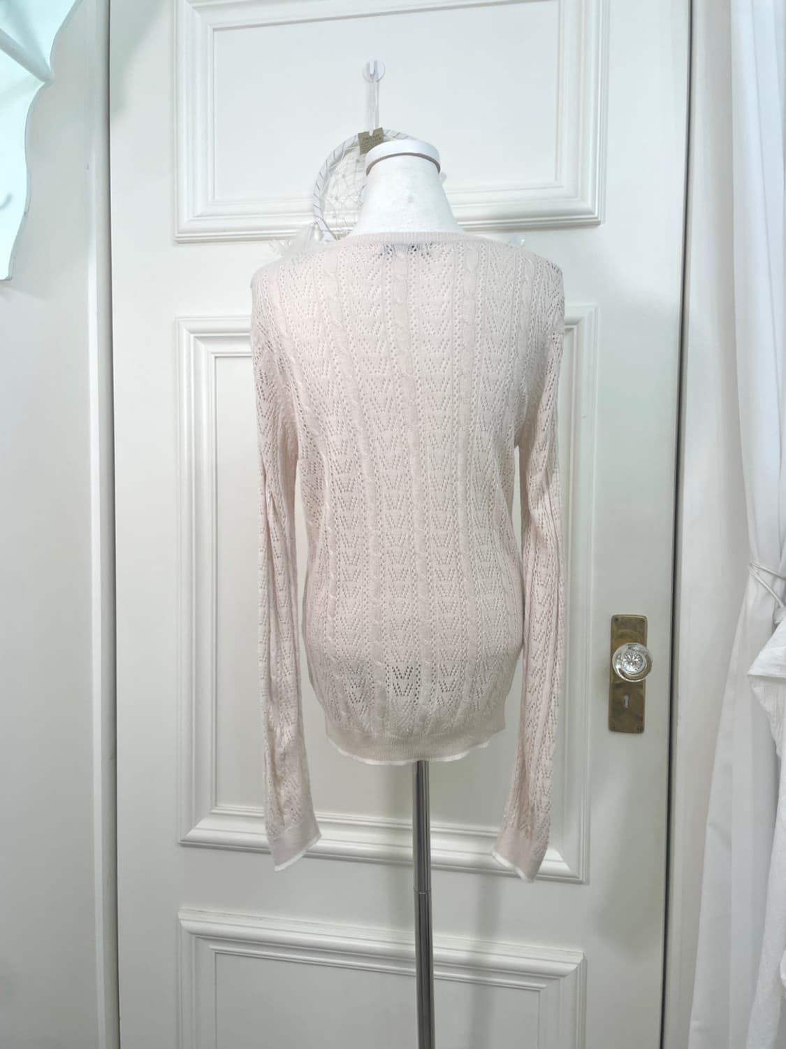 sheer pink crochet loose cardigan 상품이미지3
