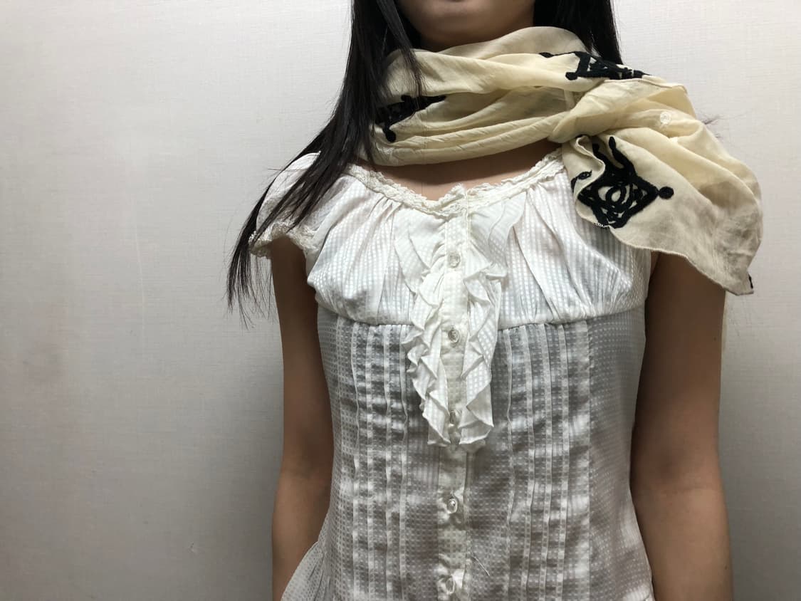 빈티지 아이보리 스타 패턴 스카프 상품이미지5