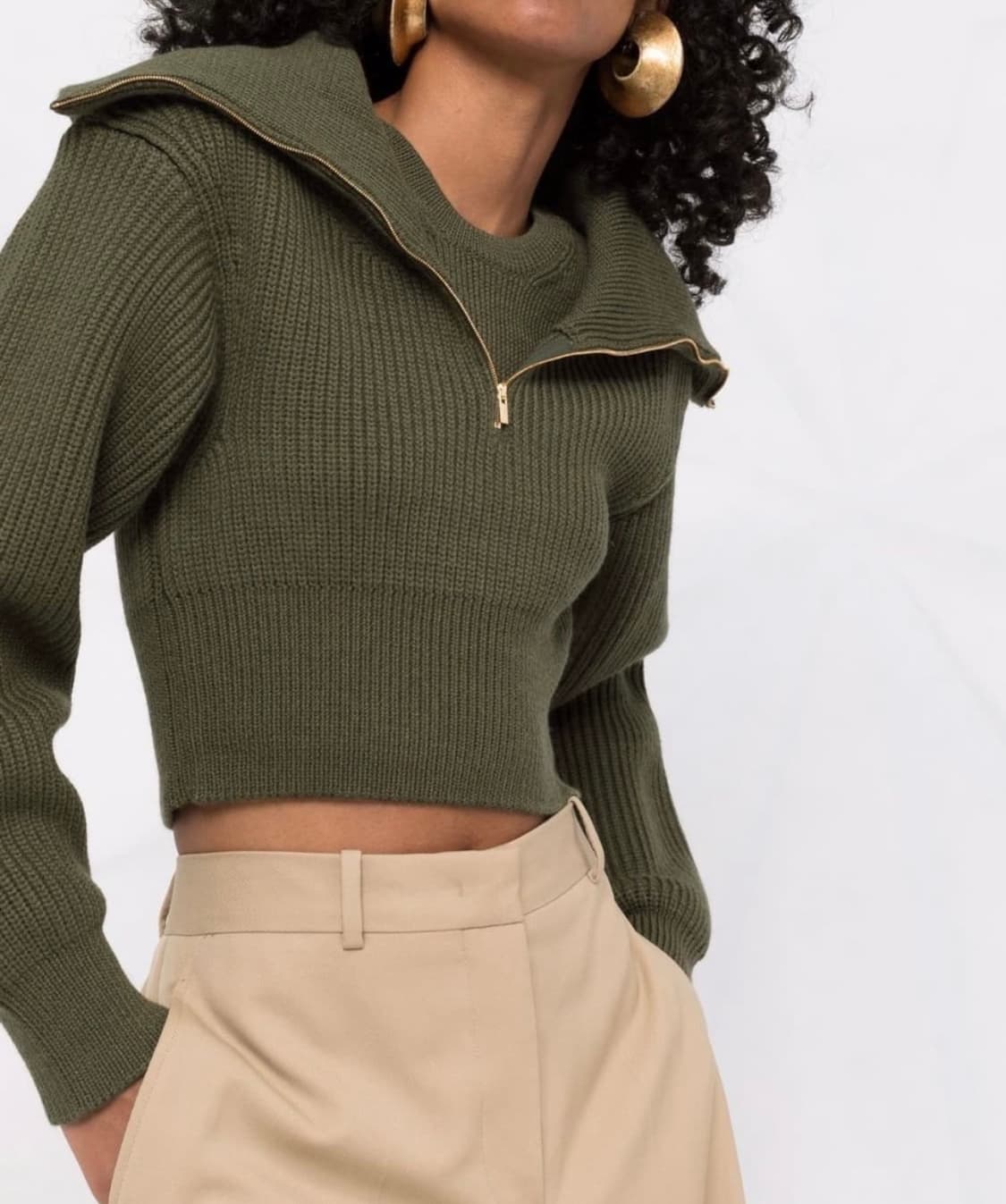 자크뮈스 라 마이유 리소울 더블 칼라 스웨터 카키 상품이미지2