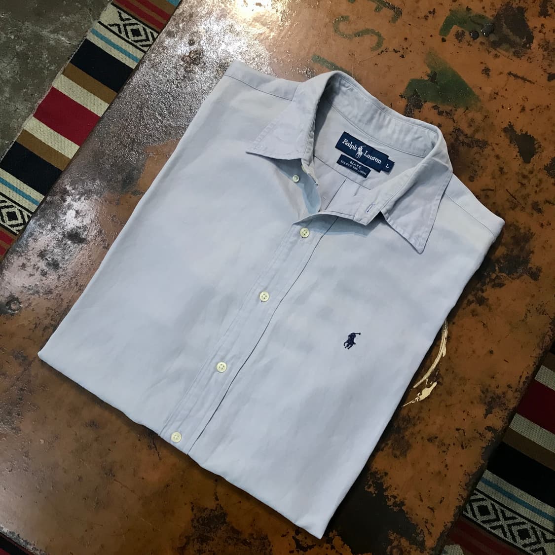 폴로랄프로렌 그레이 실크 린넨 혼방 셔츠 남성 115 빅사이즈 상품이미지1