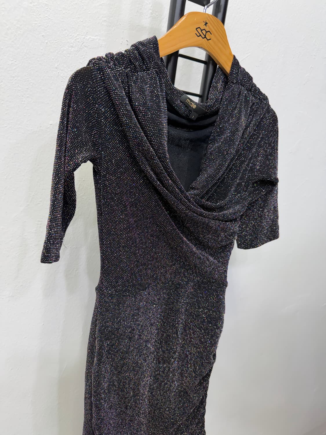 정품) maje 마쥬 블랙 반짝이 미니 원피스 1 상품이미지2