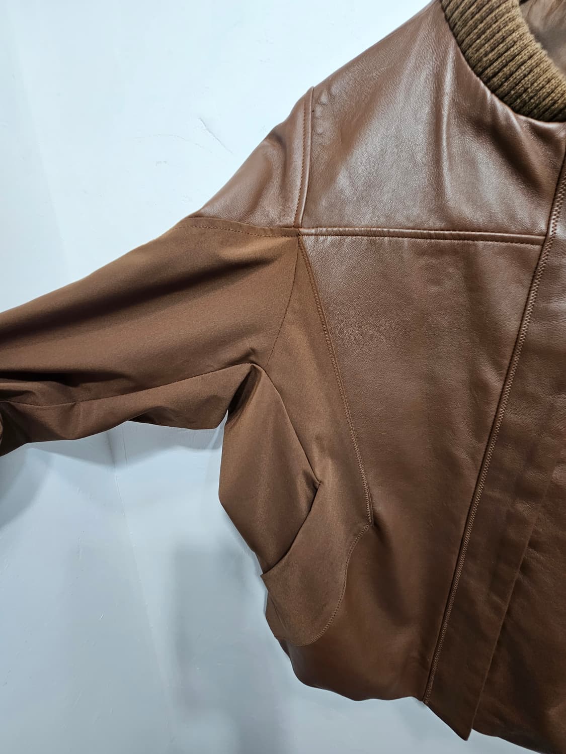 브라운 양가죽 봄버 자켓 상품이미지10