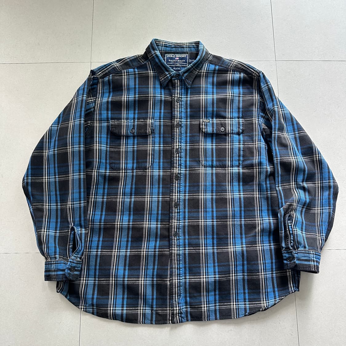90s 폴로스포츠 스포츠맨 해비코튼 체크셔츠 XXL 상품이미지1