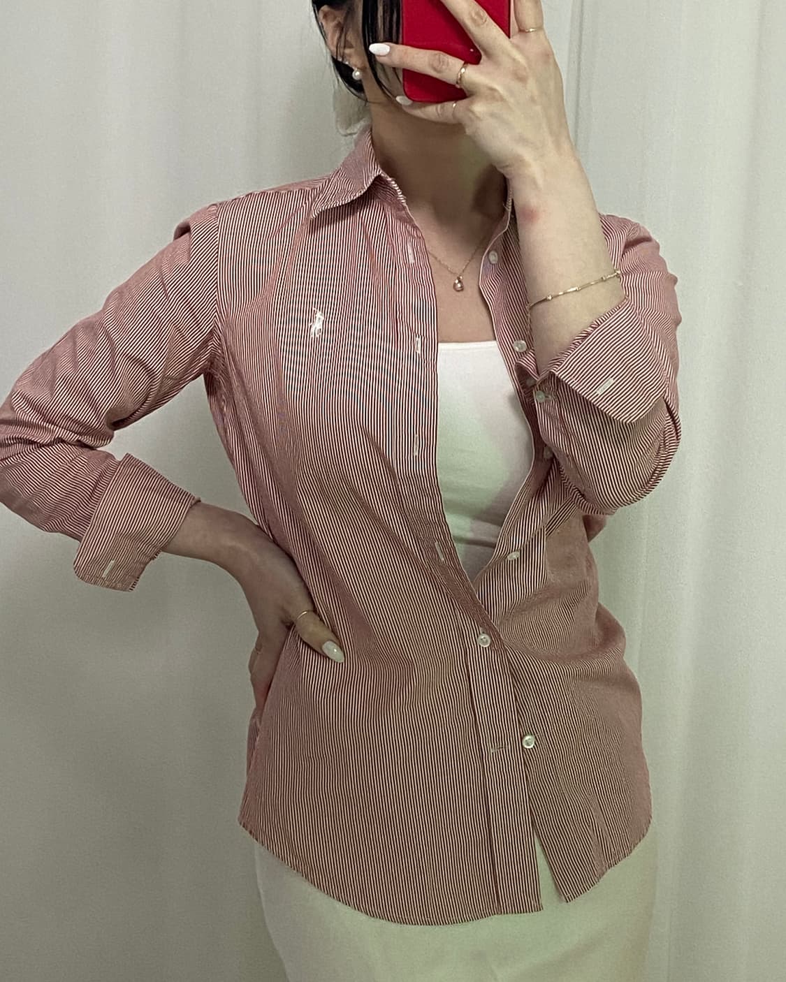 폴로 스트라이프 화이트 포니 셔츠 상품이미지3