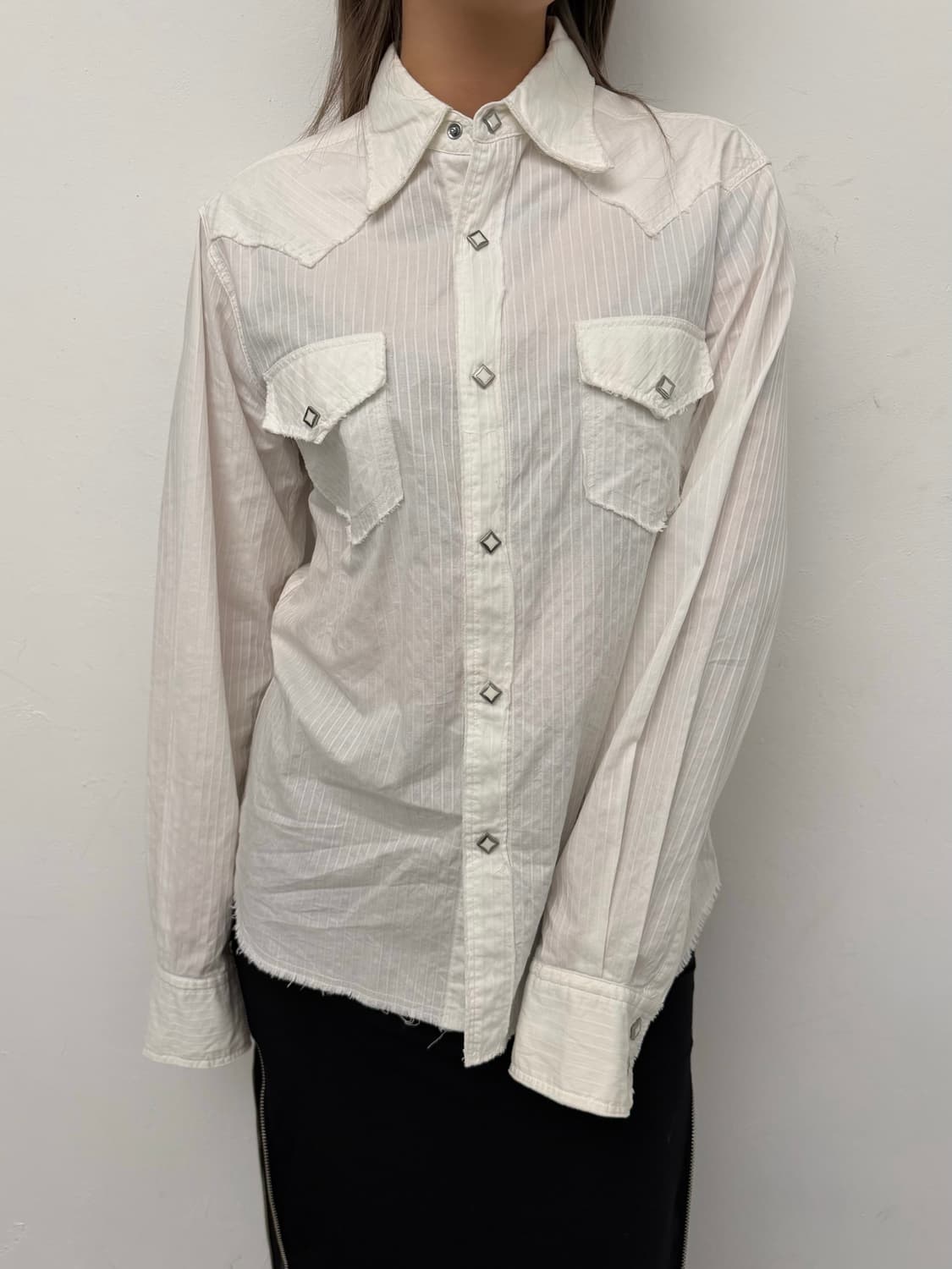 화이트 컷오프 디테일 웨스턴 셔츠 상품이미지2