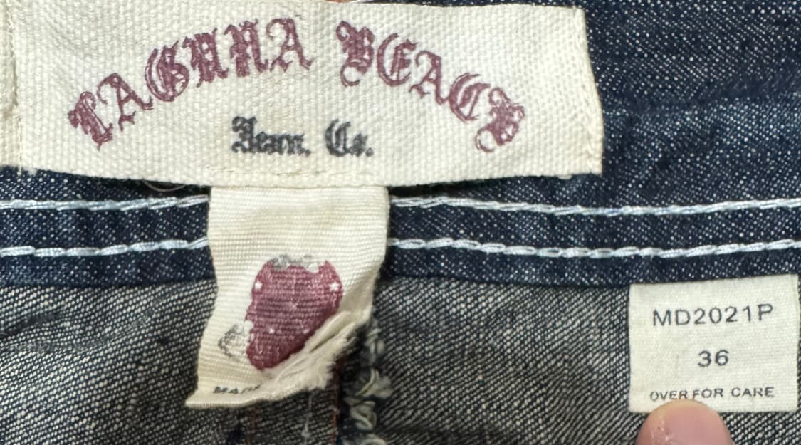 라구나비치 스컬 고딕 스티치 플레어 부츠컷 데님 팬츠 상품이미지7