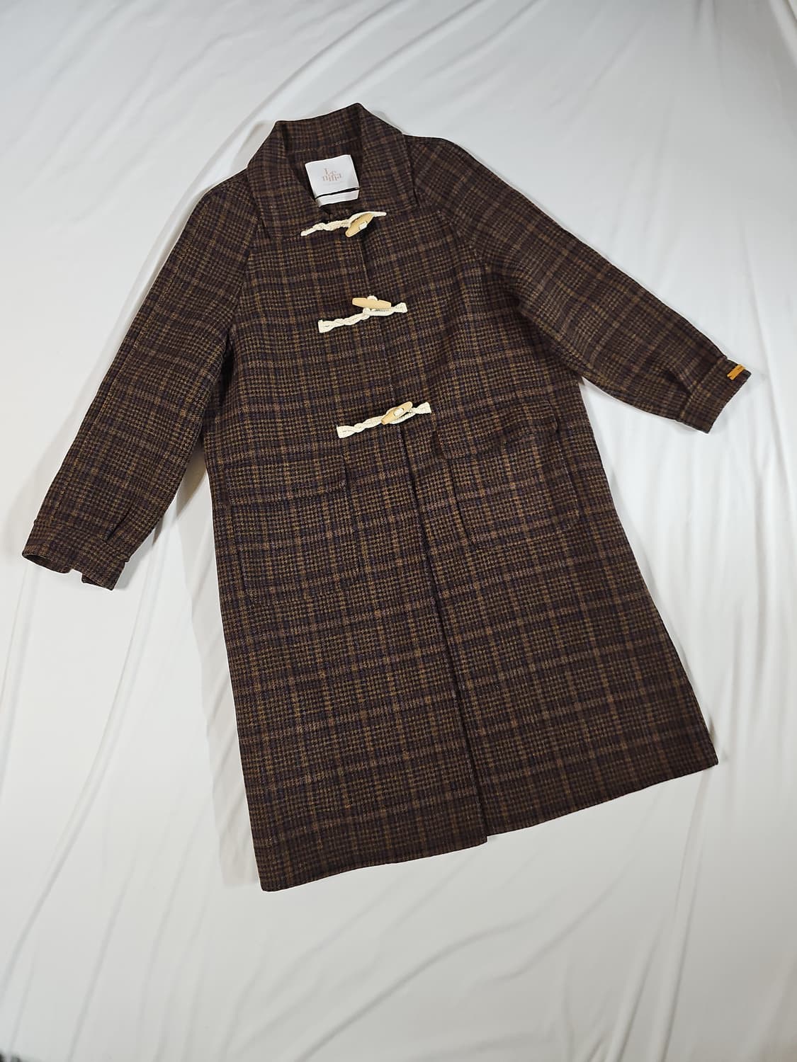 르니나 핸드메이드 떡볶이 더플 체크 코트 상품이미지5