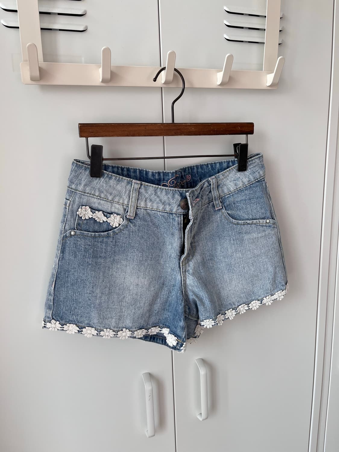 Vintage 꽃자수 레이스 데님 숏팬츠 상품이미지4
