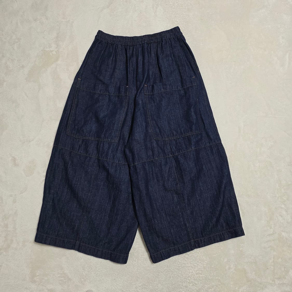 (F)여성 우드우드 린넨 혼방 빅포켓 와이드 8부 데님 팬츠 상품이미지3