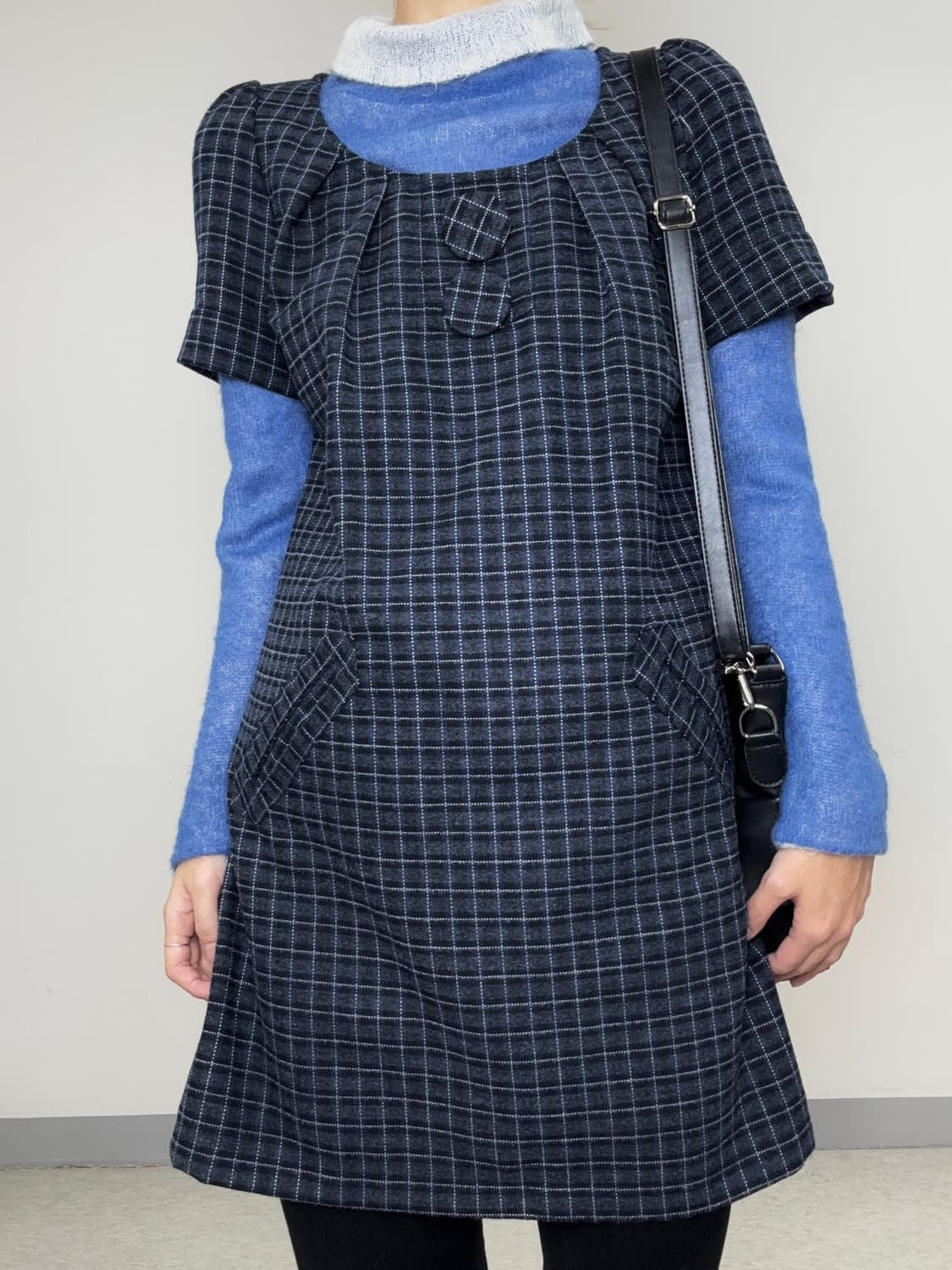 빈티지 네이비 반팔 원피스 상품이미지1