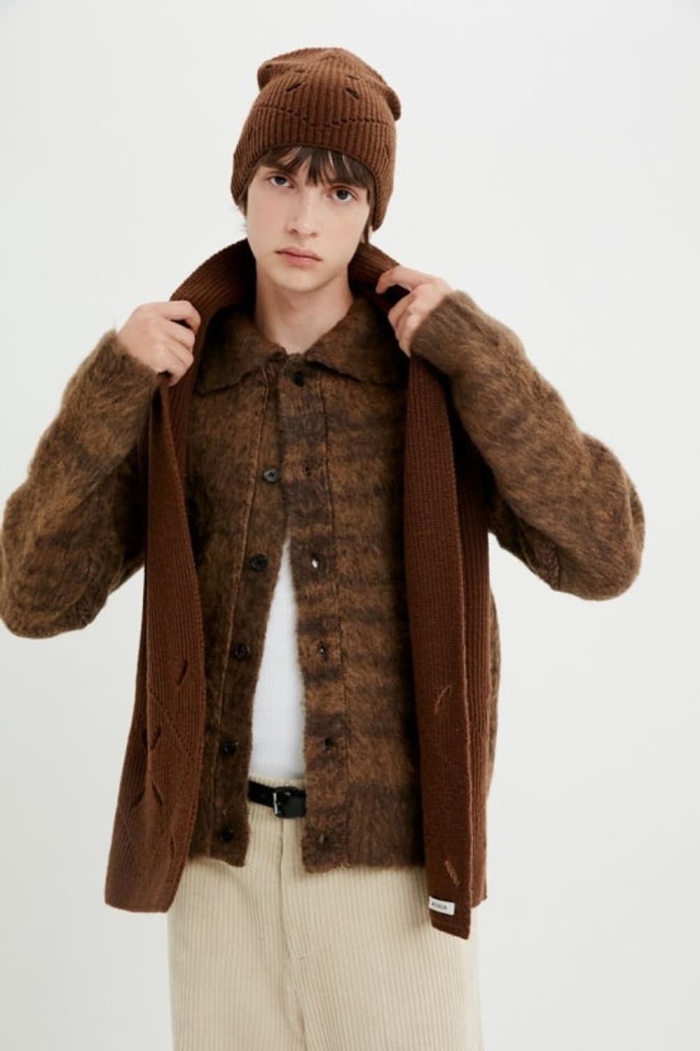 문선 알파카 가디건 브라운 상품이미지1
