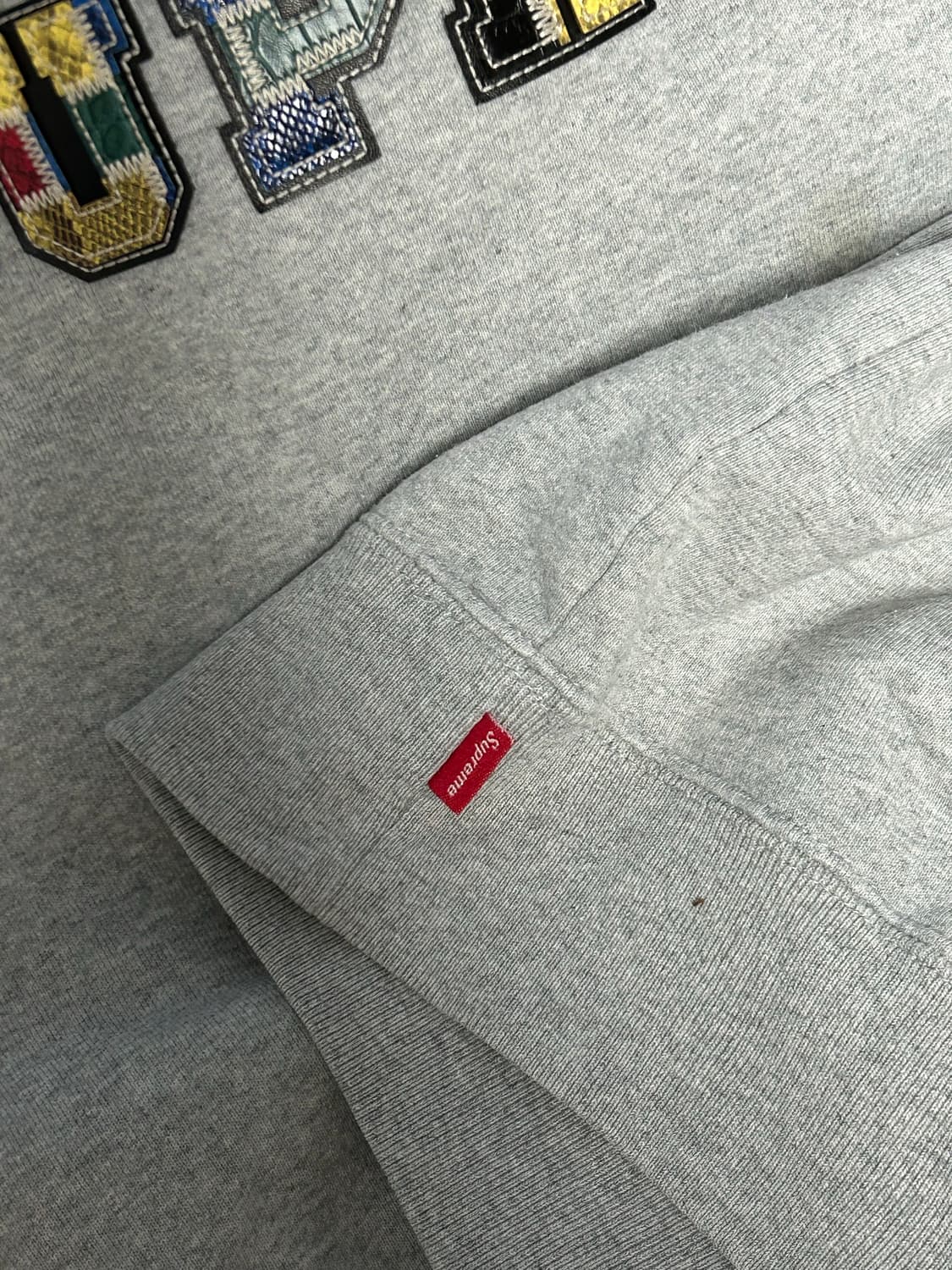 [L] 슈프림 패치워크 레더 후드 그레이 상품이미지6