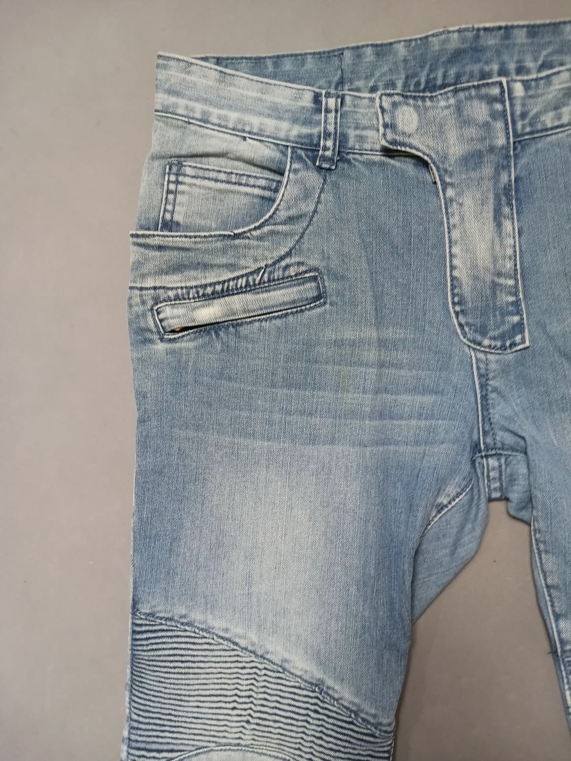 [32] 발망 연청워싱 슬림 바이커진 청바지 상품이미지2