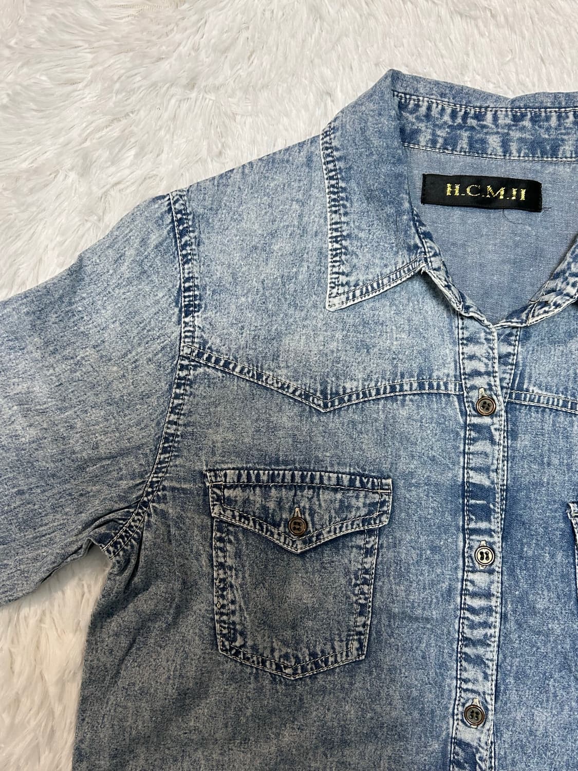 y2k stone washing denim shirt 상품이미지3