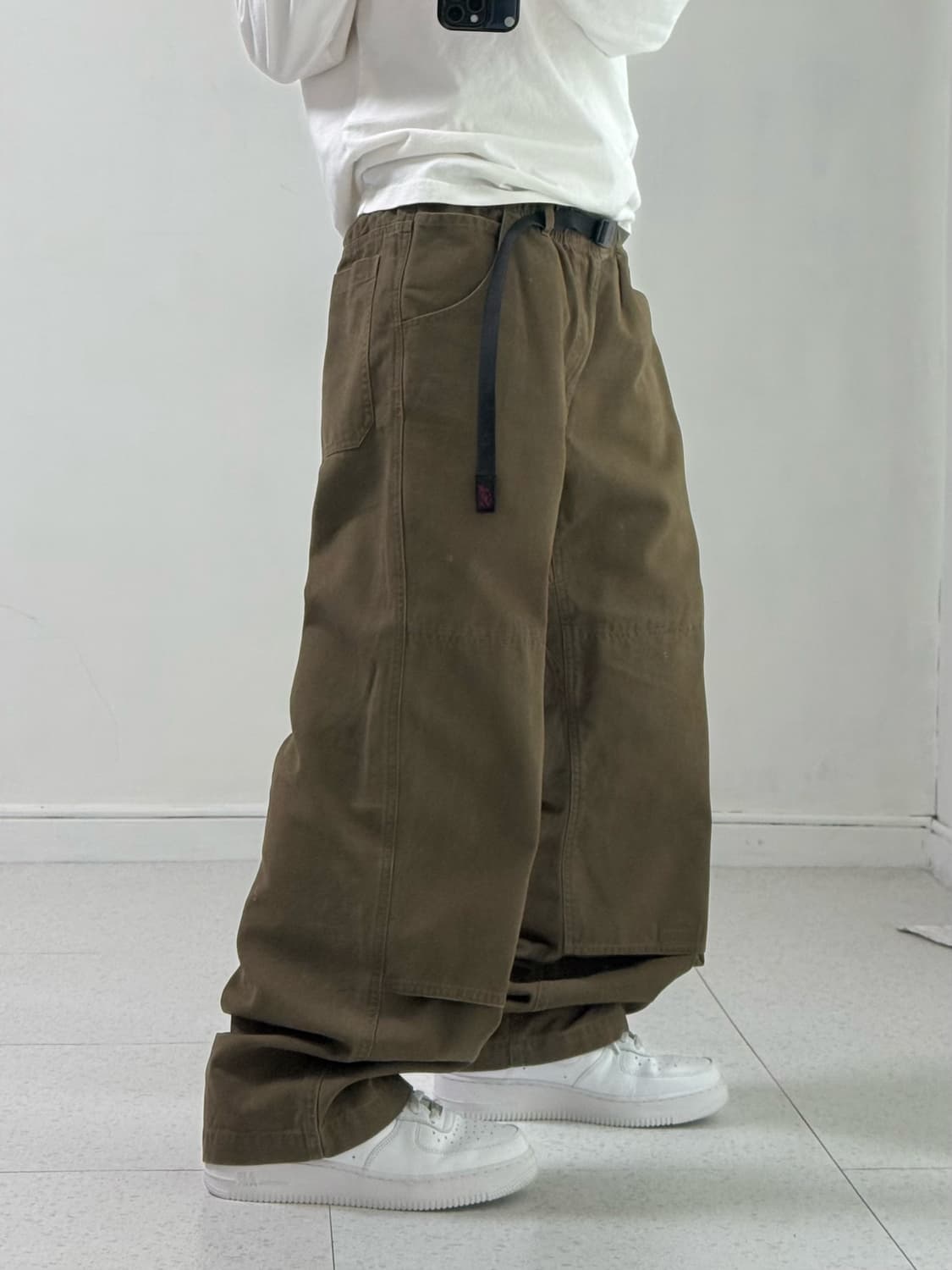 그라미치 카키 브라운 더블니 팬츠 상품이미지2