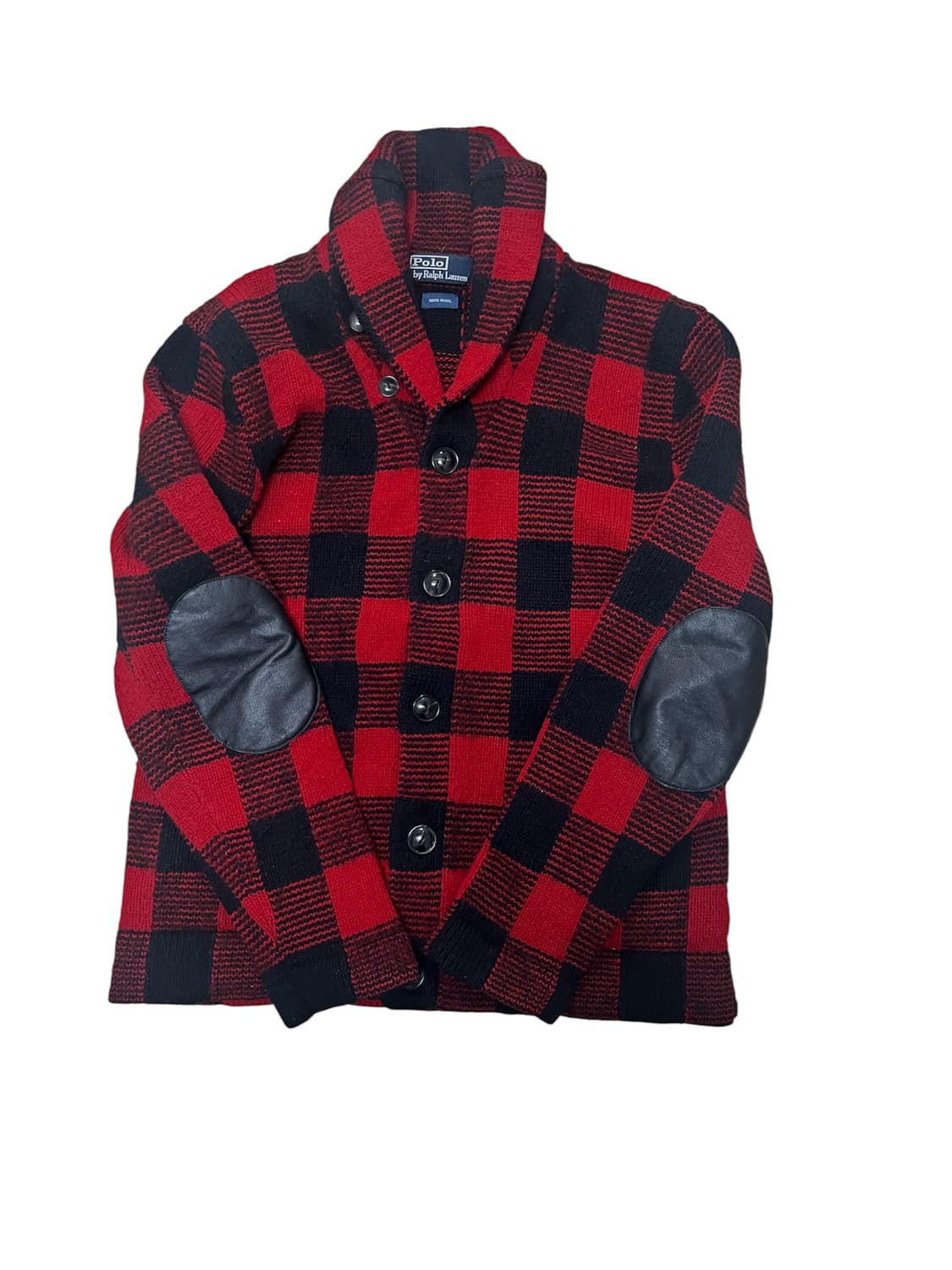 폴로랄프로렌 울 체크 숄가디건 L 상품이미지2